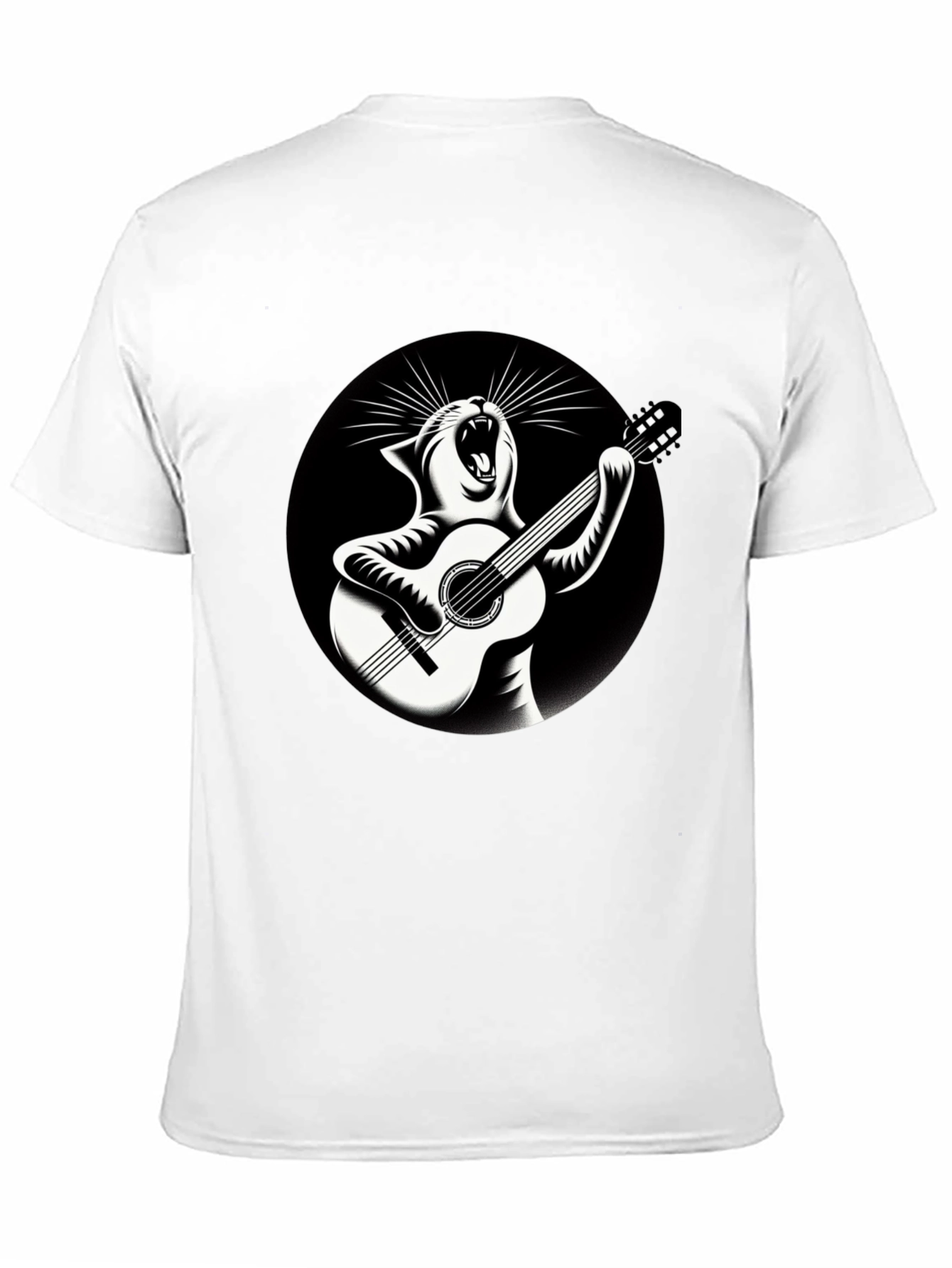 Black Cat Playing Guitar Graphic T-Shirt view 11