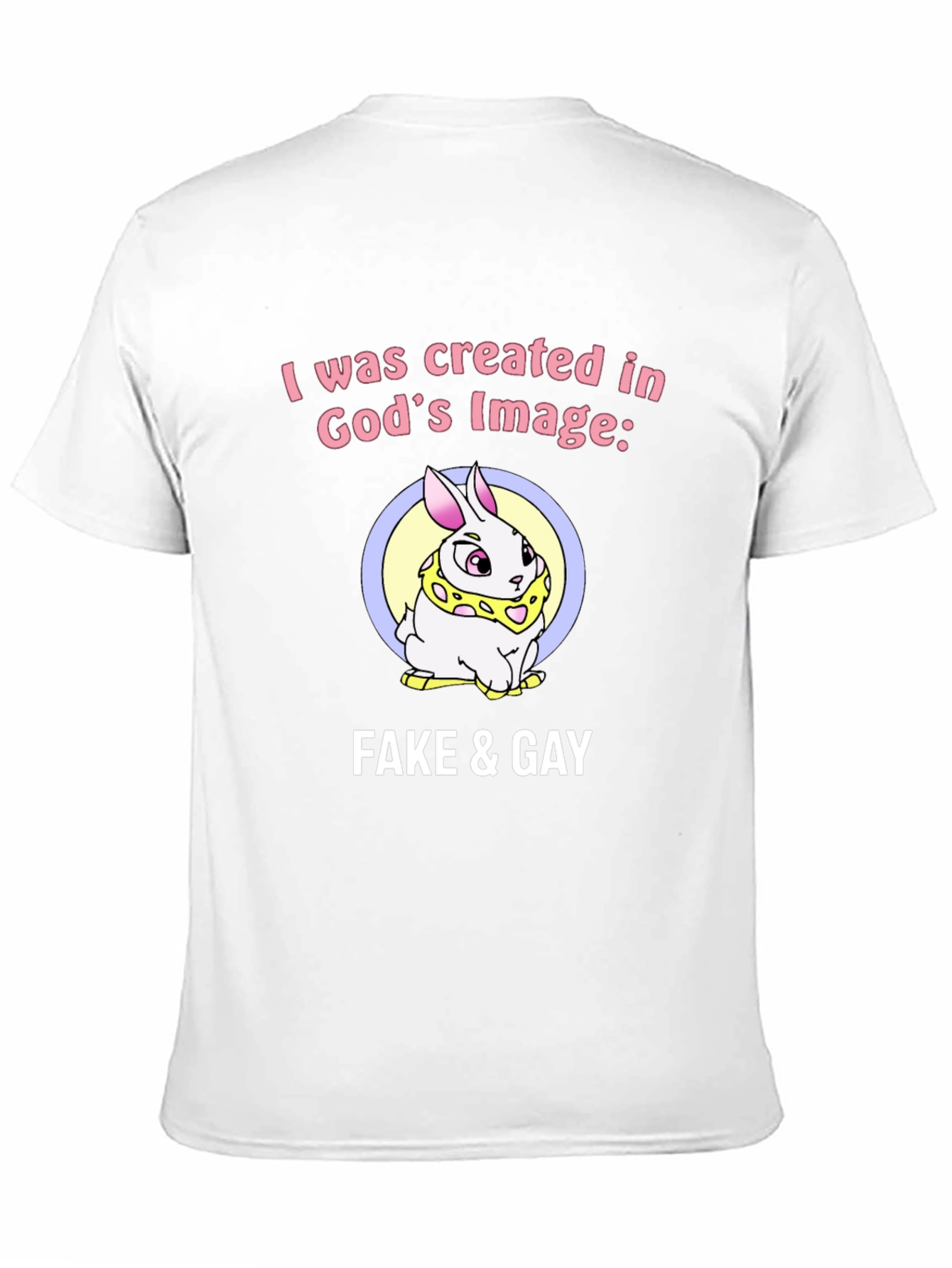 Black Funny Graphic Tee - "Fake & Gay" Bunny T-Shirt view 11