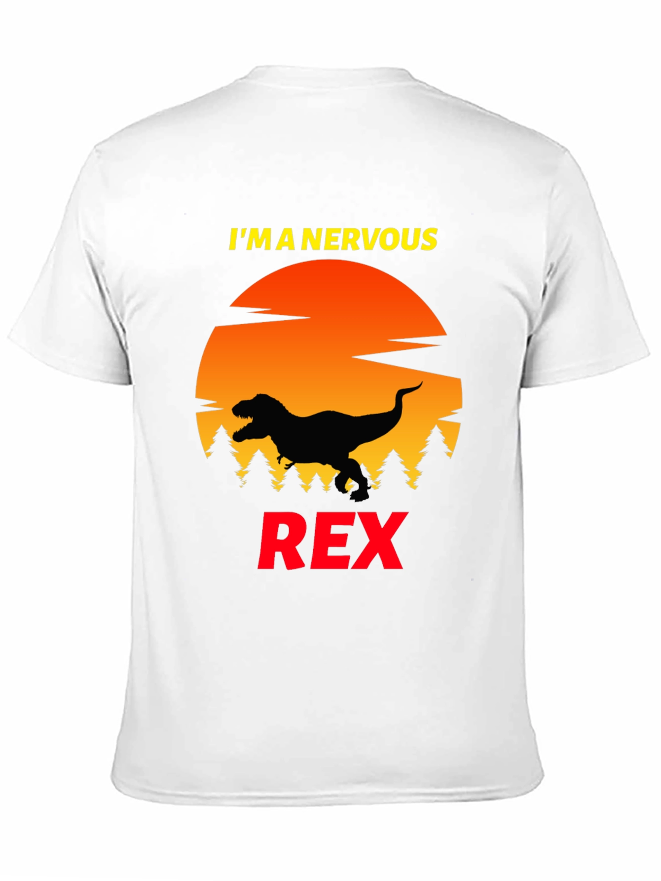 Black Nervous Rex T-Shirt - Funny Dinosaur Tee view 11