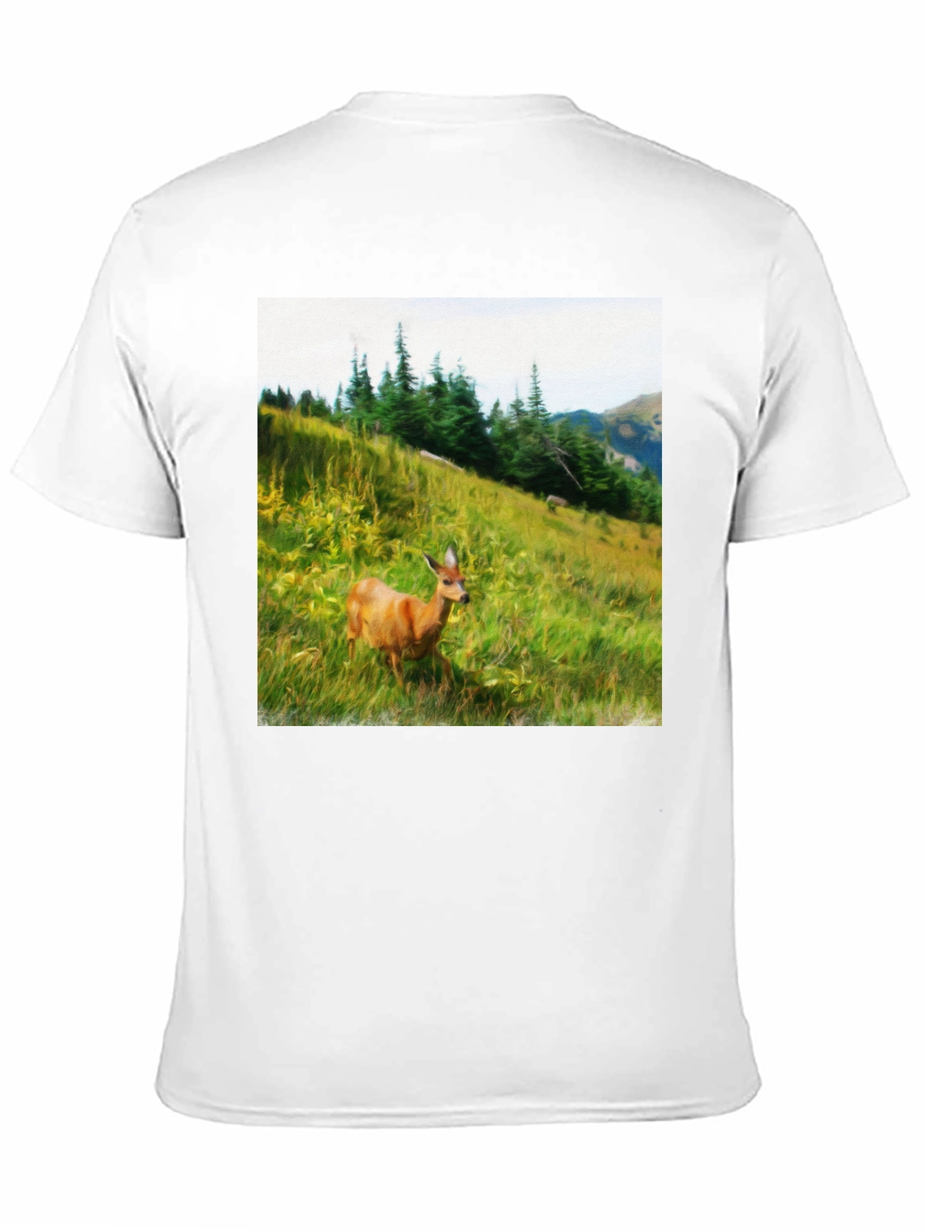 Black Nature Scene Deer Graphic Tee - Unisex Black T-Shirt view 11