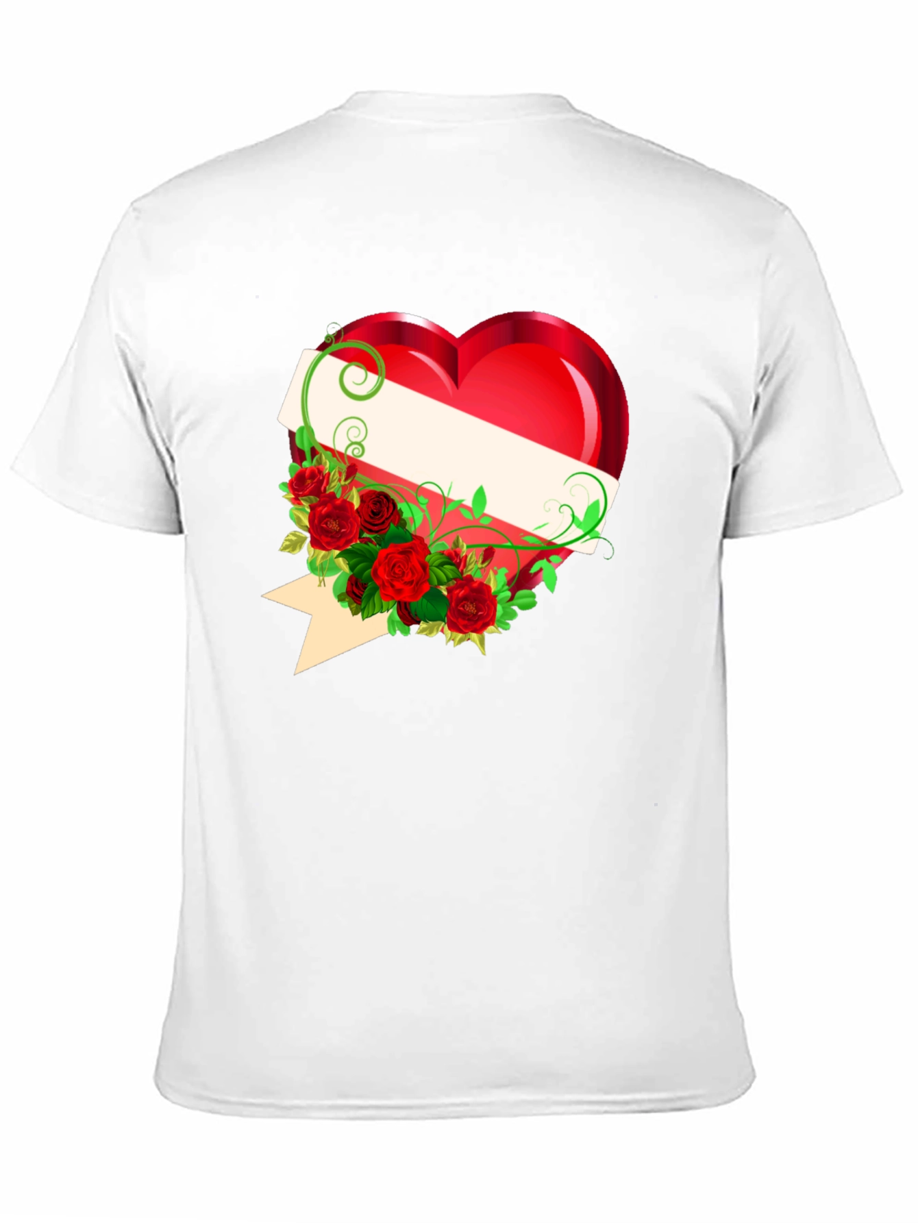 Black Heart & Roses Graphic Tee - Romantic Design T-Shirt view 11