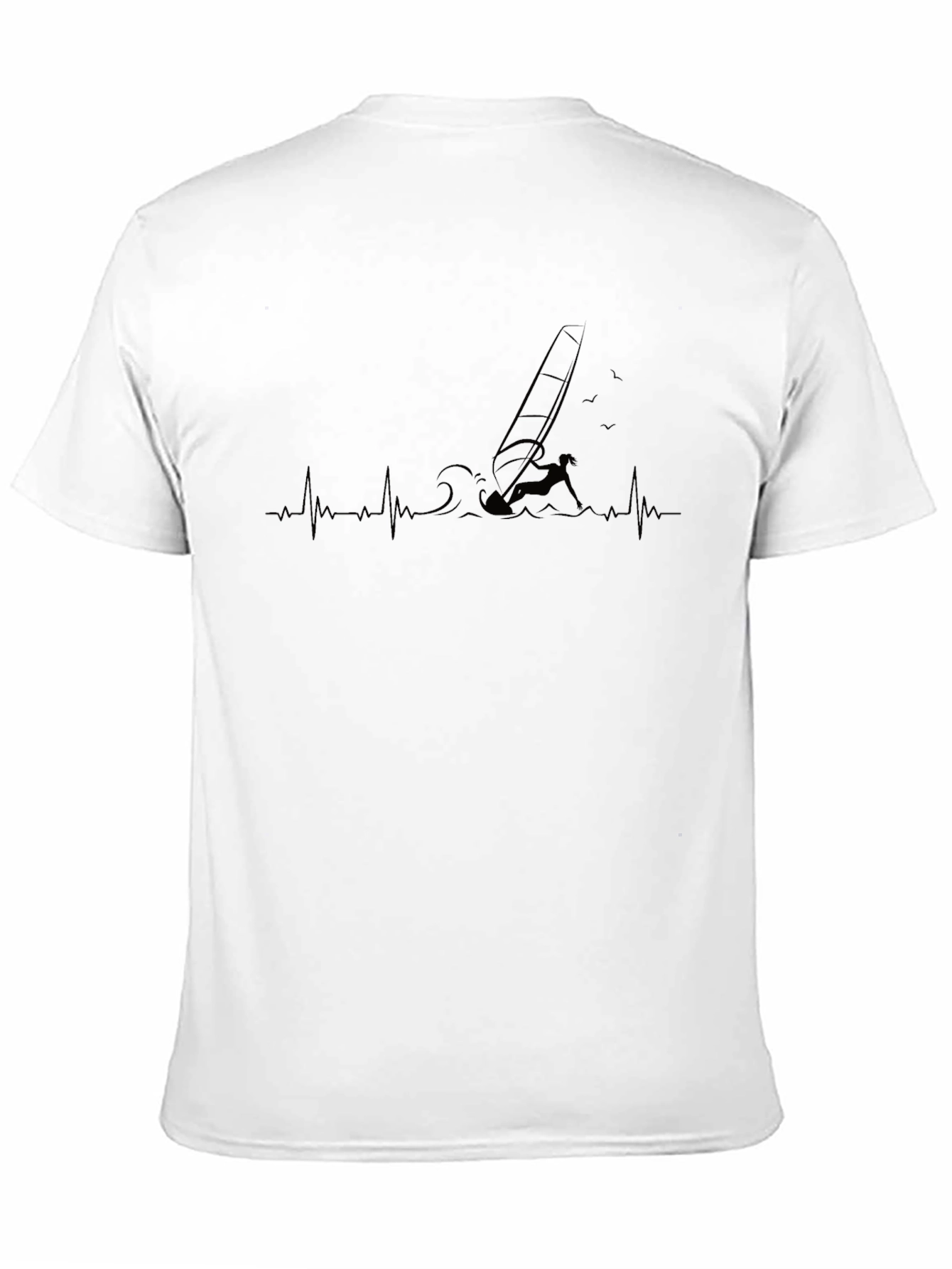 Black Windsurfing Heartbeat T-Shirt - Black view 11