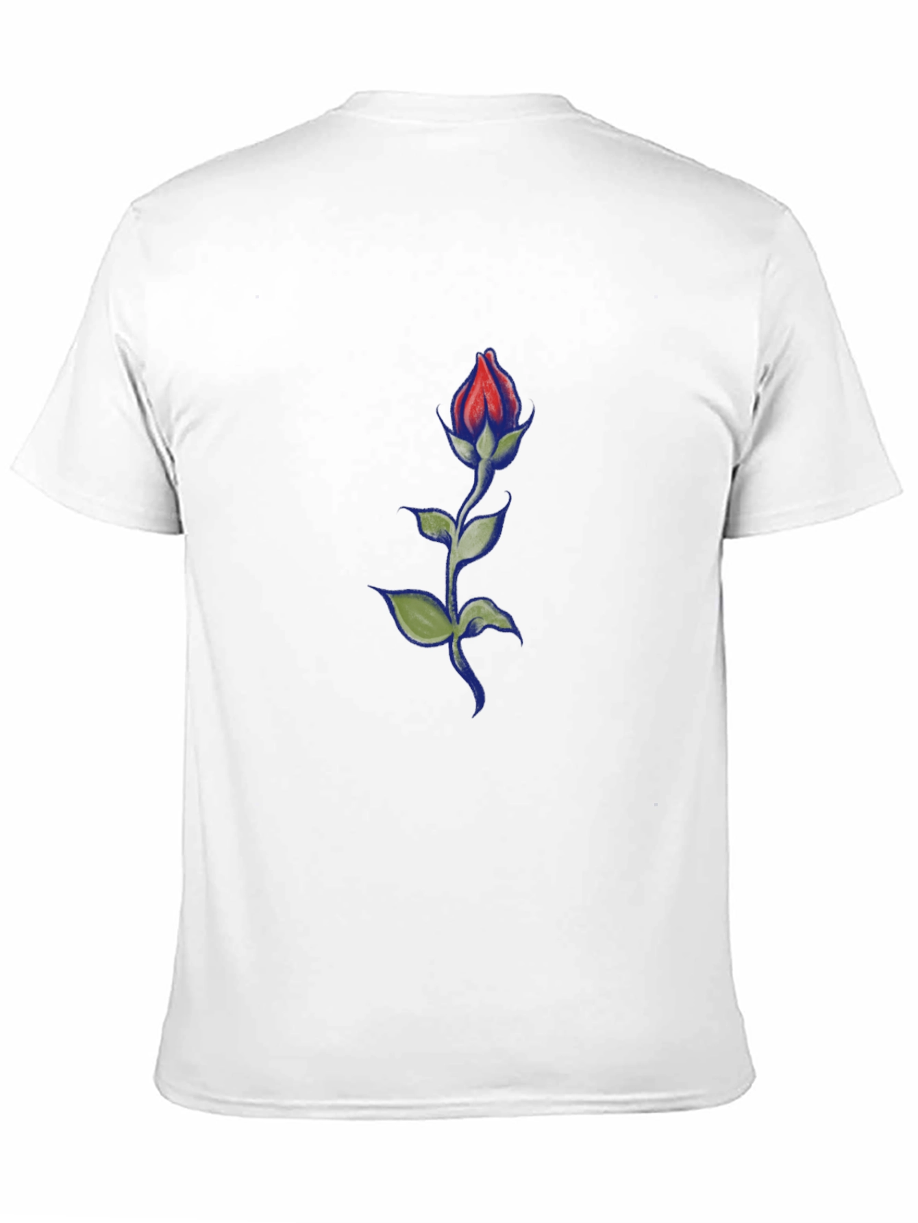 Black Men's Black T-Shirt with Rose Design view 11