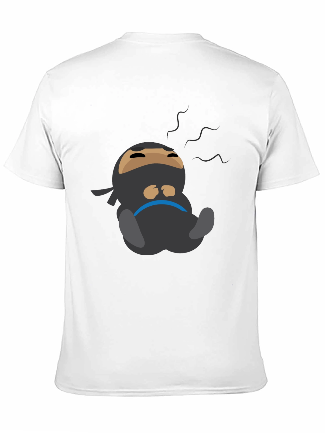 Black Lazy Ninja Cartoon T-Shirt - Men's Black Tee view 11