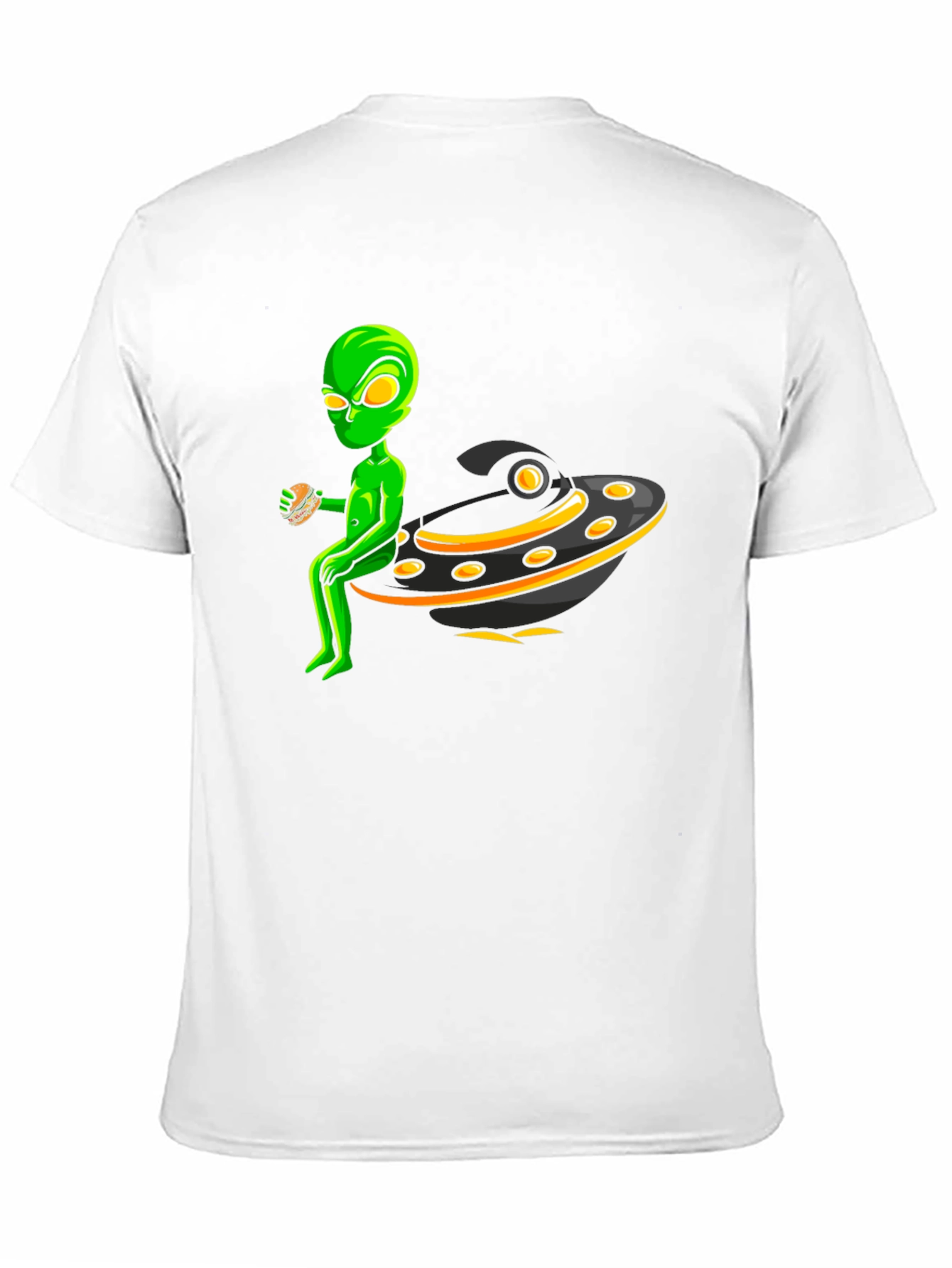 Black Alien UFO Burger Black T-Shirt view 11