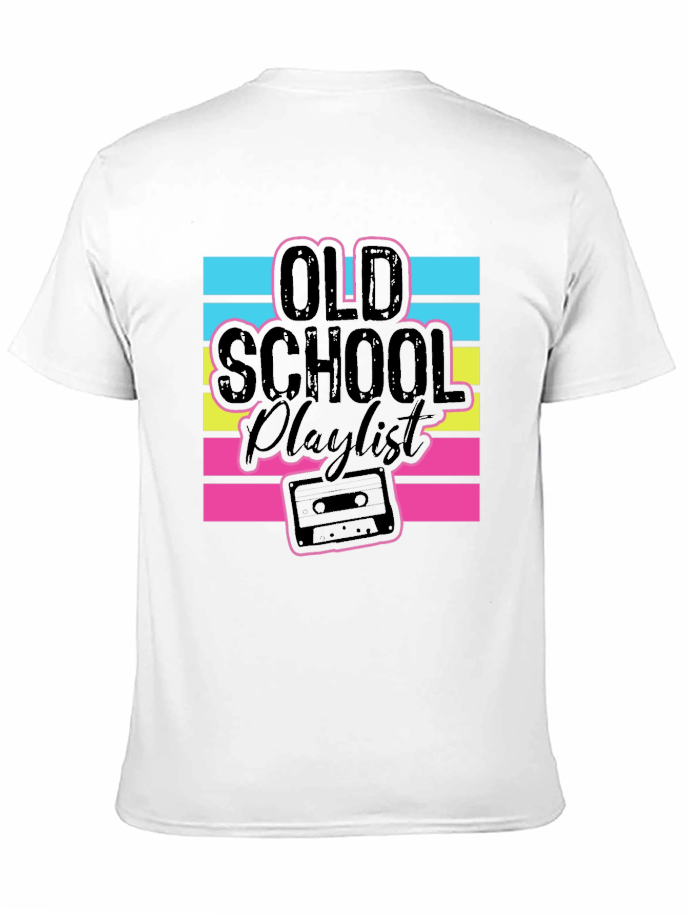 Black Old School Playlist Graphic T-Shirt view 11
