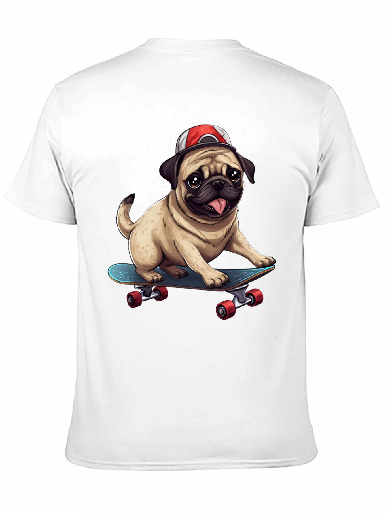 Black Pug Skateboard T-Shirt - Cool Dog Tee view 11
