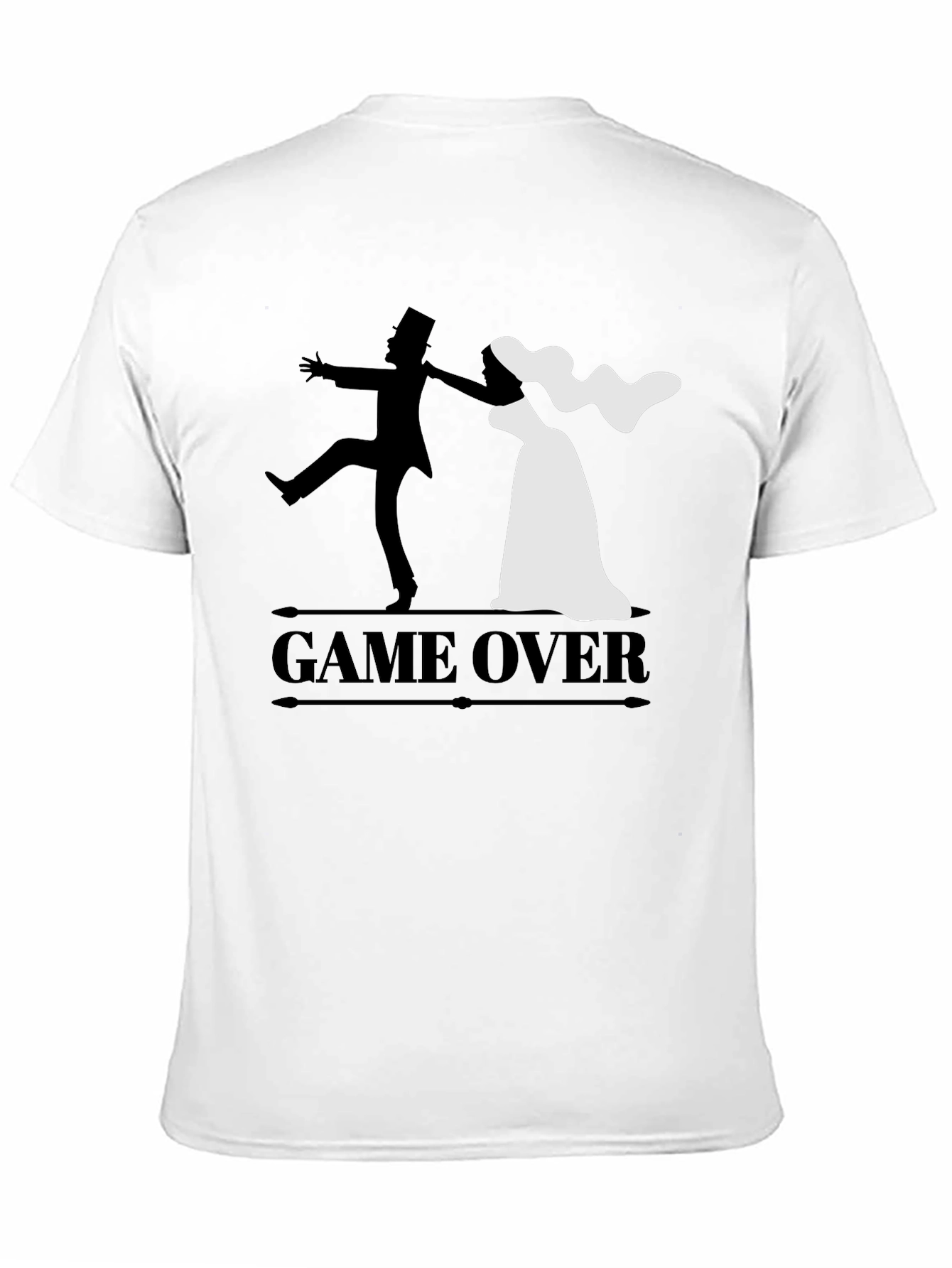 Black Game Over Groom & Bride Graphic Tee - Funny Wedding Shirt view 11