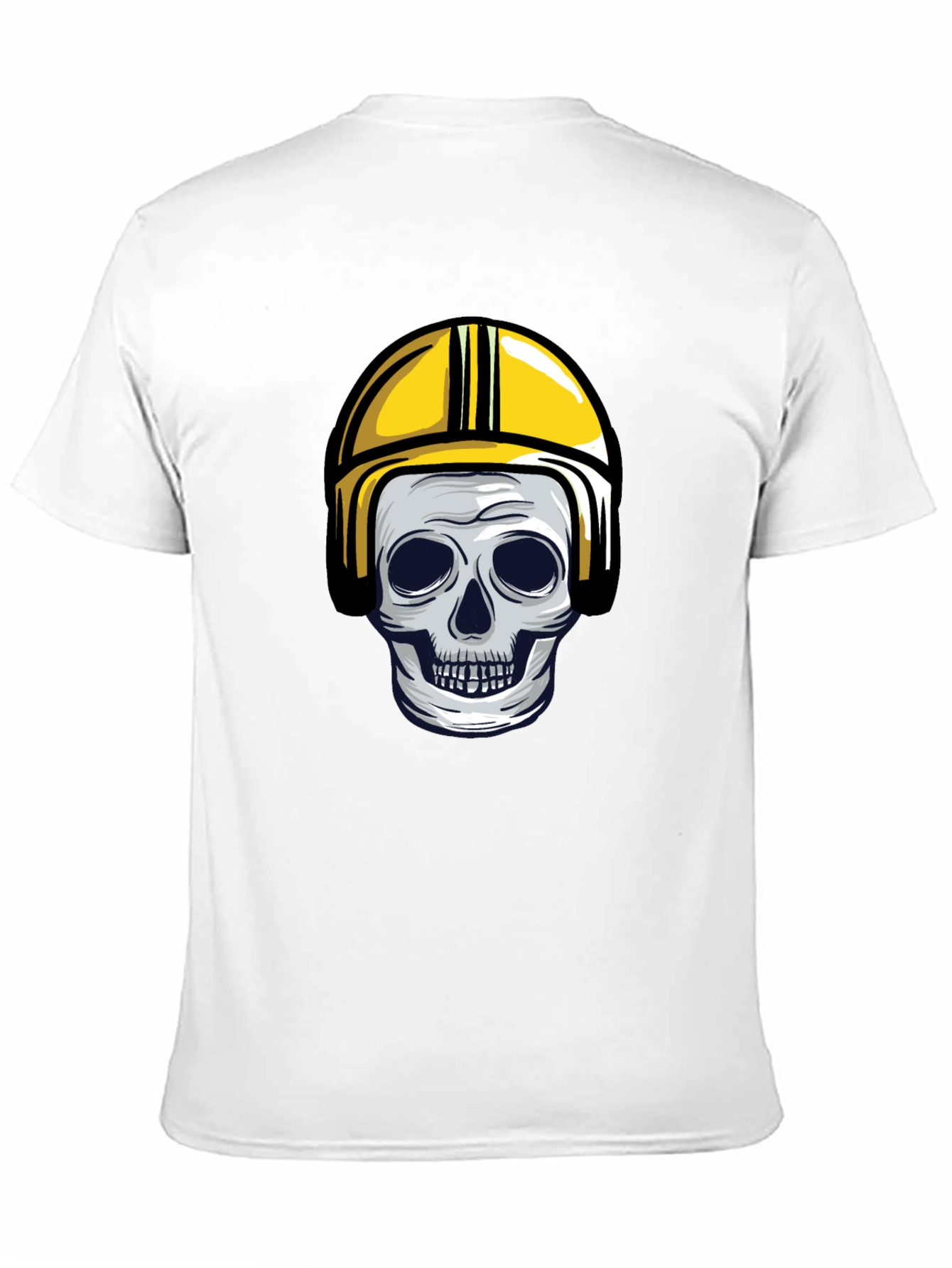 Black Skull in Yellow Helmet Graphic Tee view 11