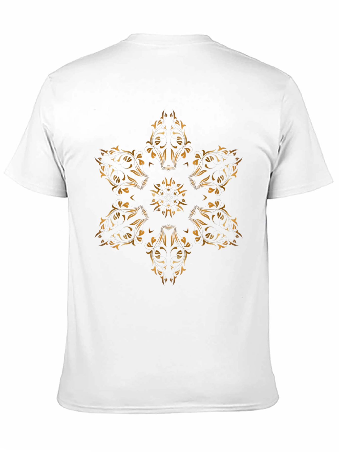 Black Elegant Gold Floral Print Black T-Shirt view 11