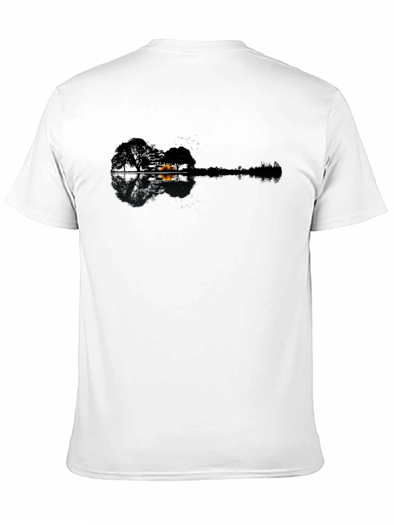 Black Nature Guitar Reflection T-Shirt - Unique Design view 11