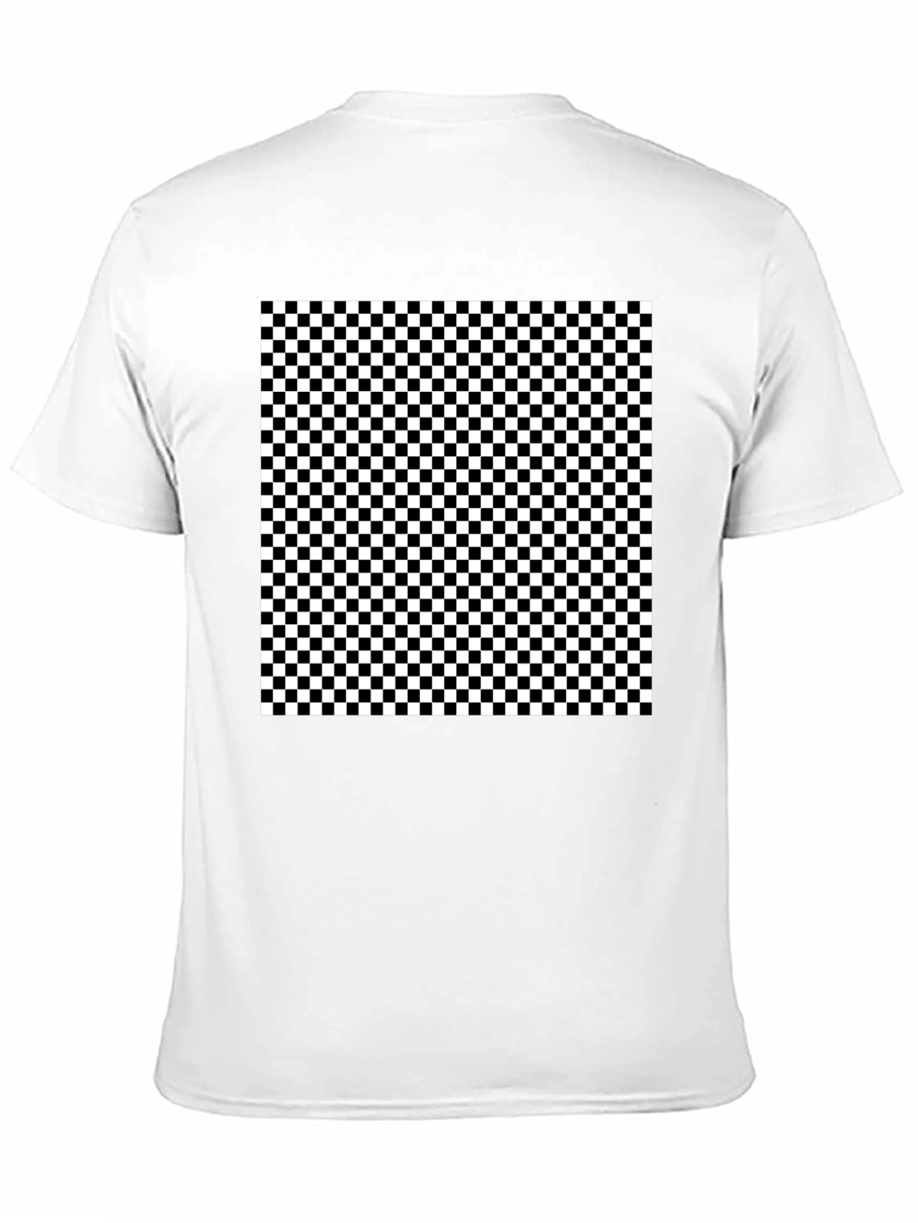 Black Checkered Pattern Black T-Shirt view 11
