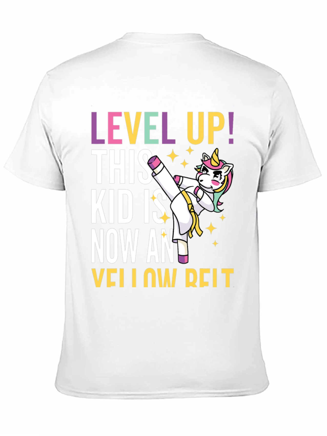 Black Level Up Yellow Belt Unicorn T-Shirt view 11