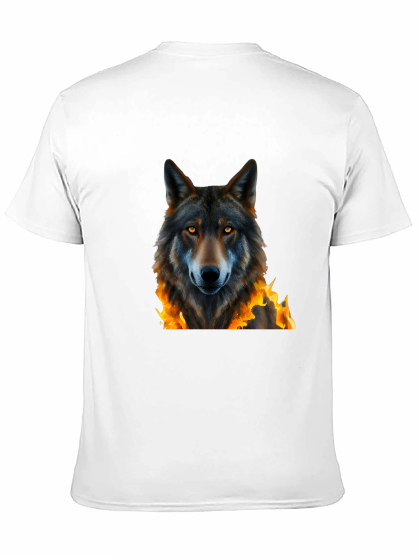 Black Fiery Wolf Graphic Tee - Black Cotton T-Shirt view 11