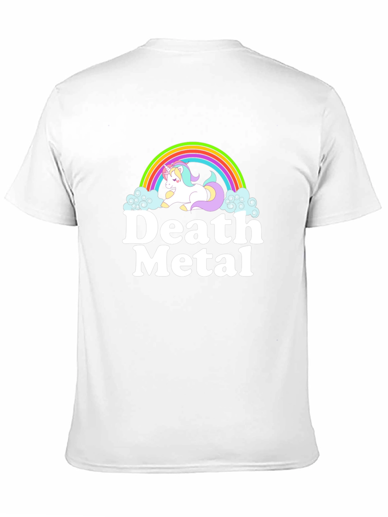 Black Death Metal Unicorn Rainbow Black T-Shirt view 11