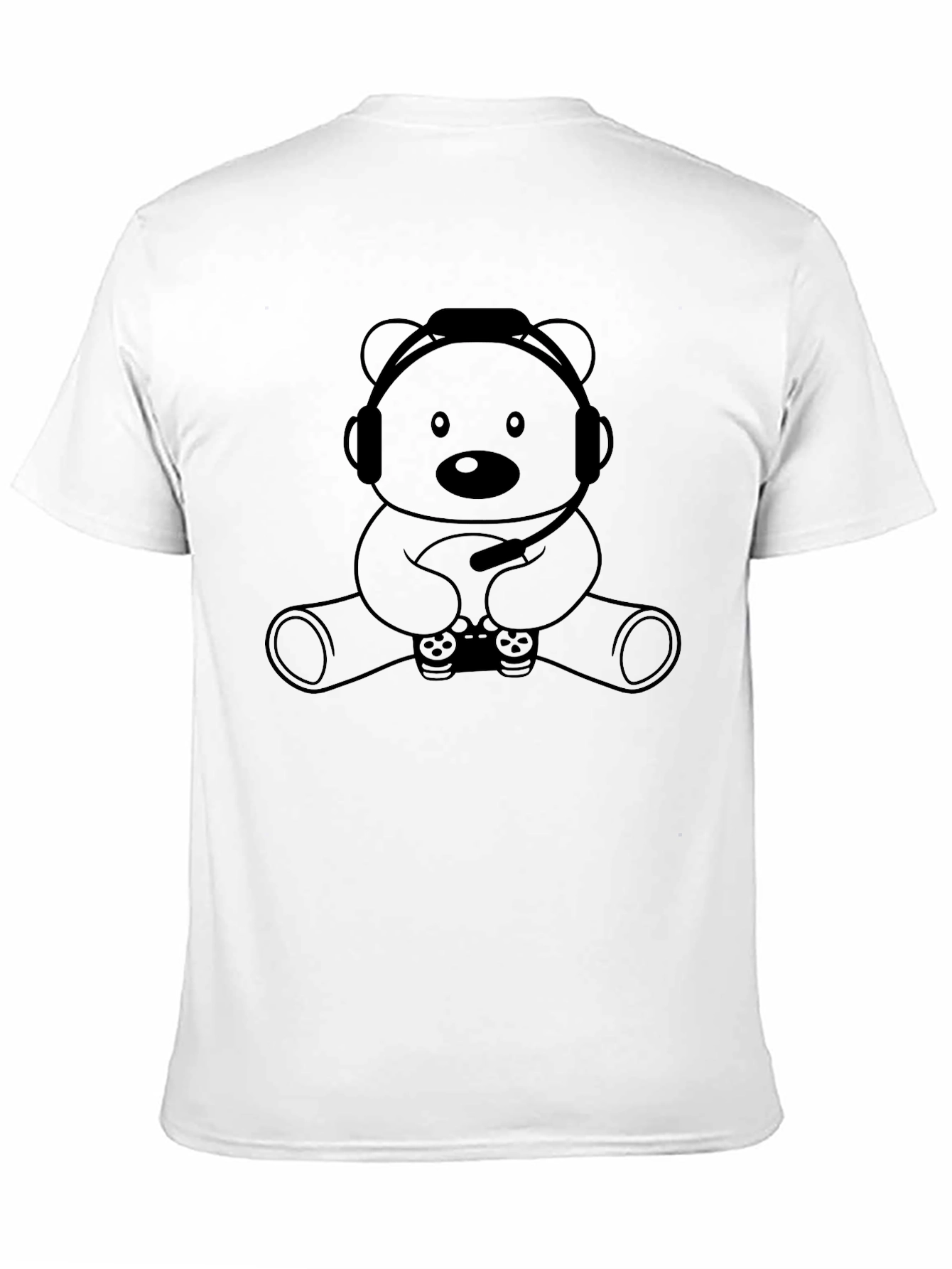 Black Gamer Bear Graphic Tee - Black Cotton T-Shirt view 11