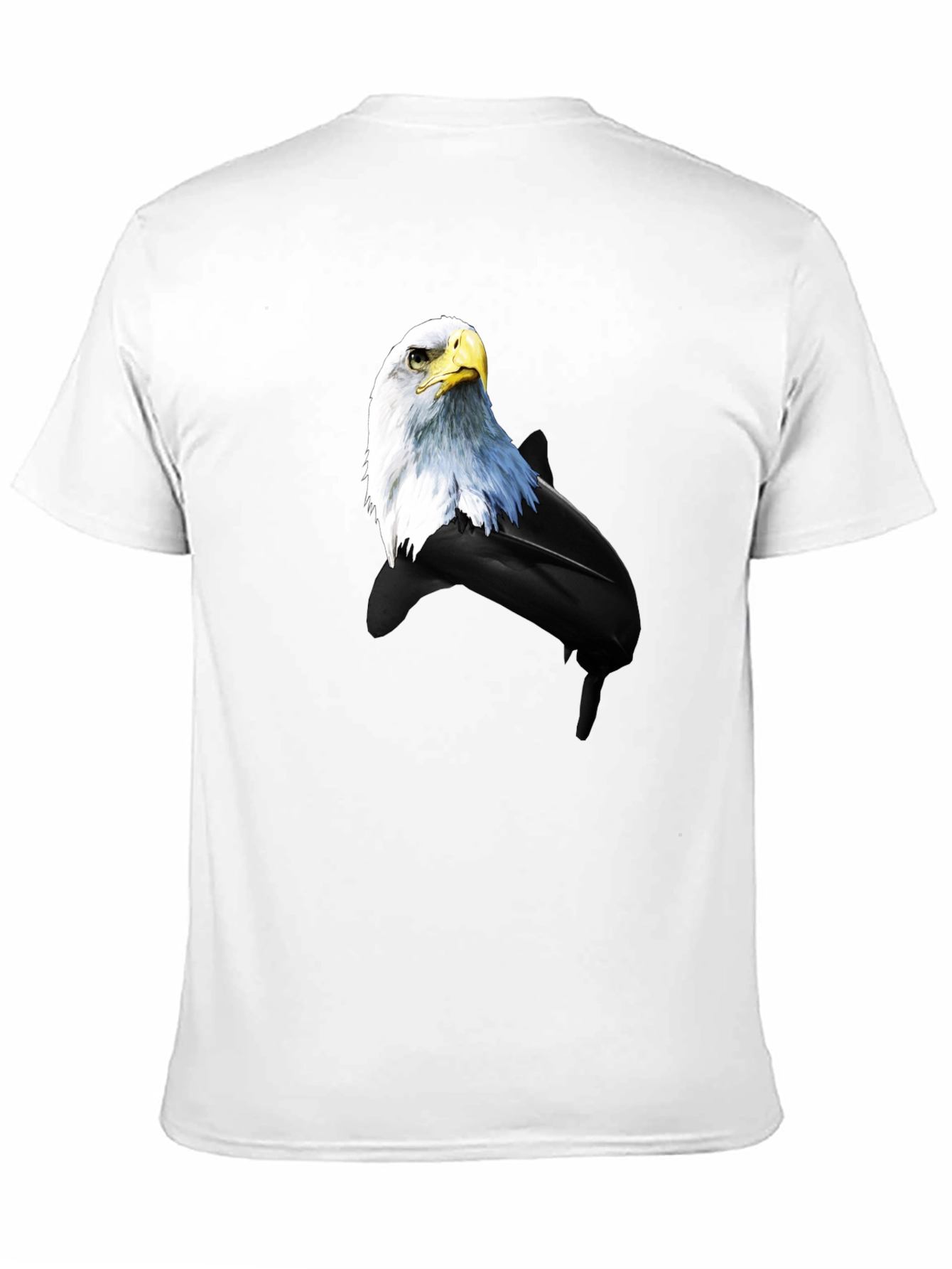 Black Eagle and Dolphin Graphic Tee - Black Cotton Blend view 11