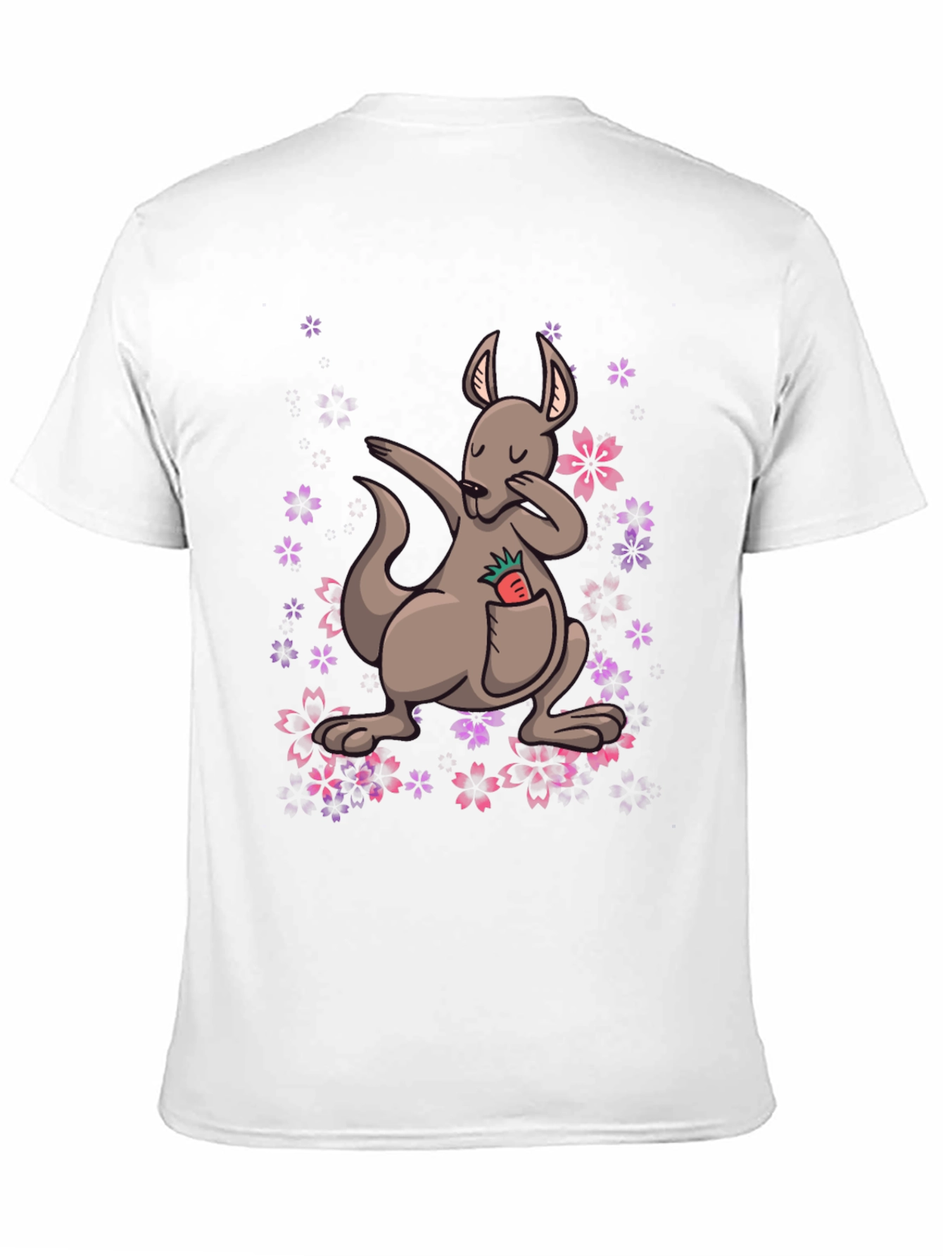 Black Dabbing Kangaroo Floral T-Shirt - Unique Graphic Tee view 11