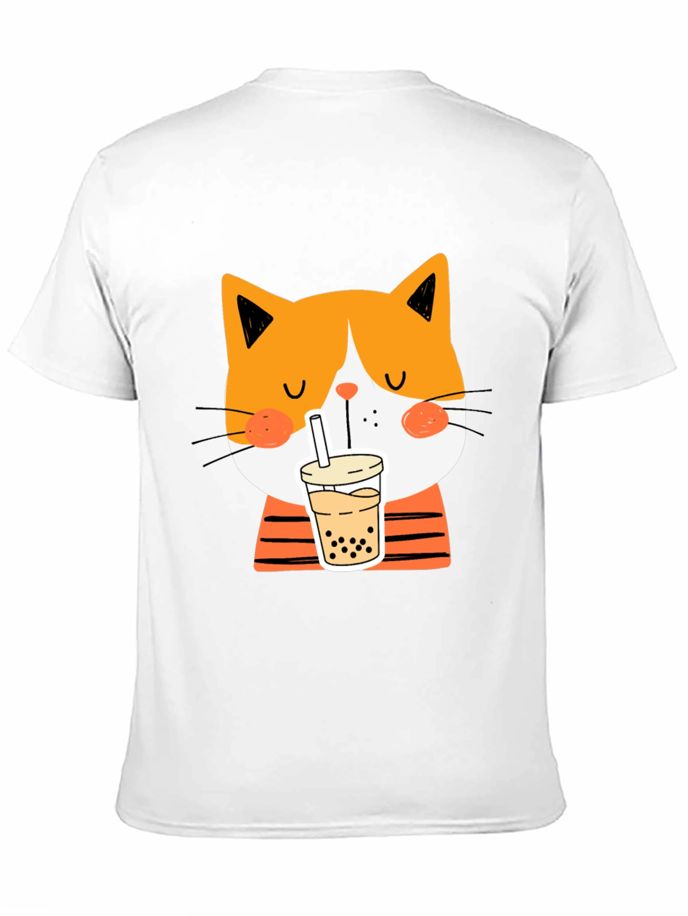 Black Cat Drinking Bubble Tea T-Shirt view 11