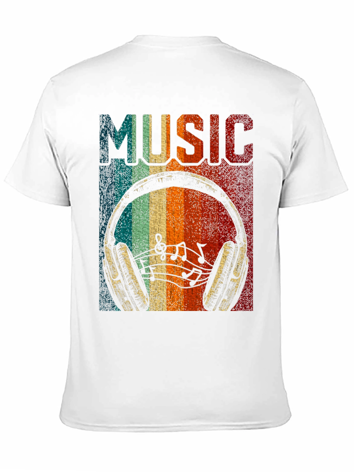 Black Retro Music Headphone T-Shirt view 11