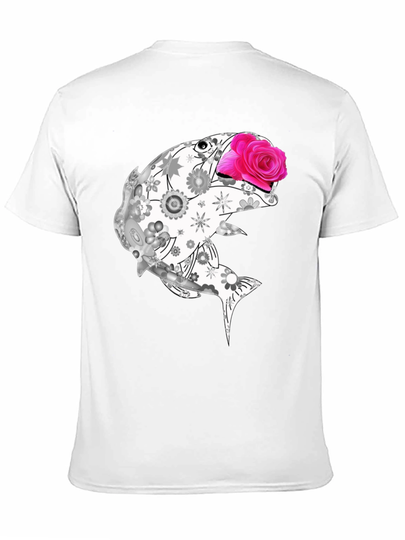 Black Floral Fish Graphic Tee - Stylish Casual Wear view 11
