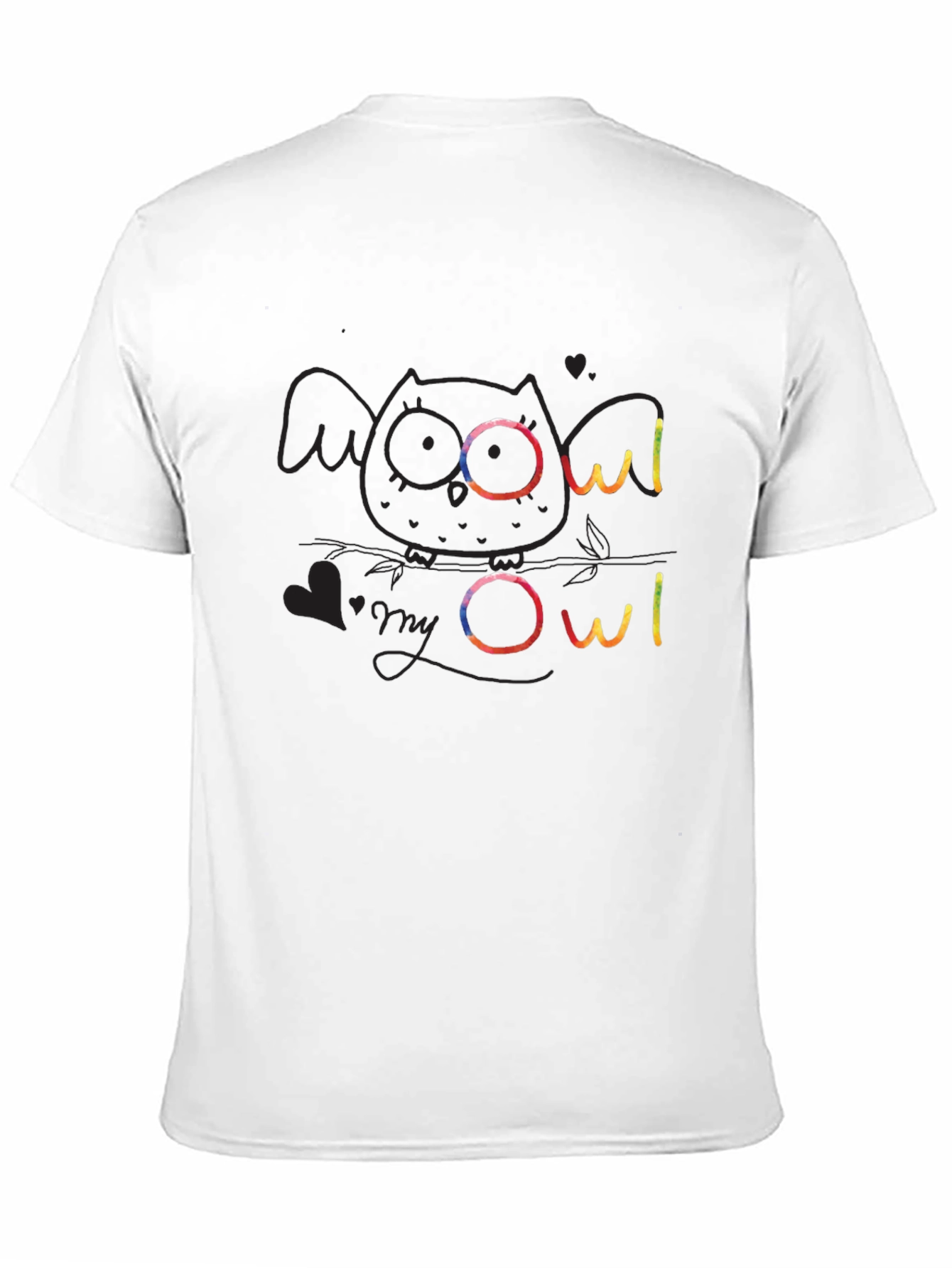 Black Cute Owl Graphic Tee - Soft Black Cotton T-Shirt view 11