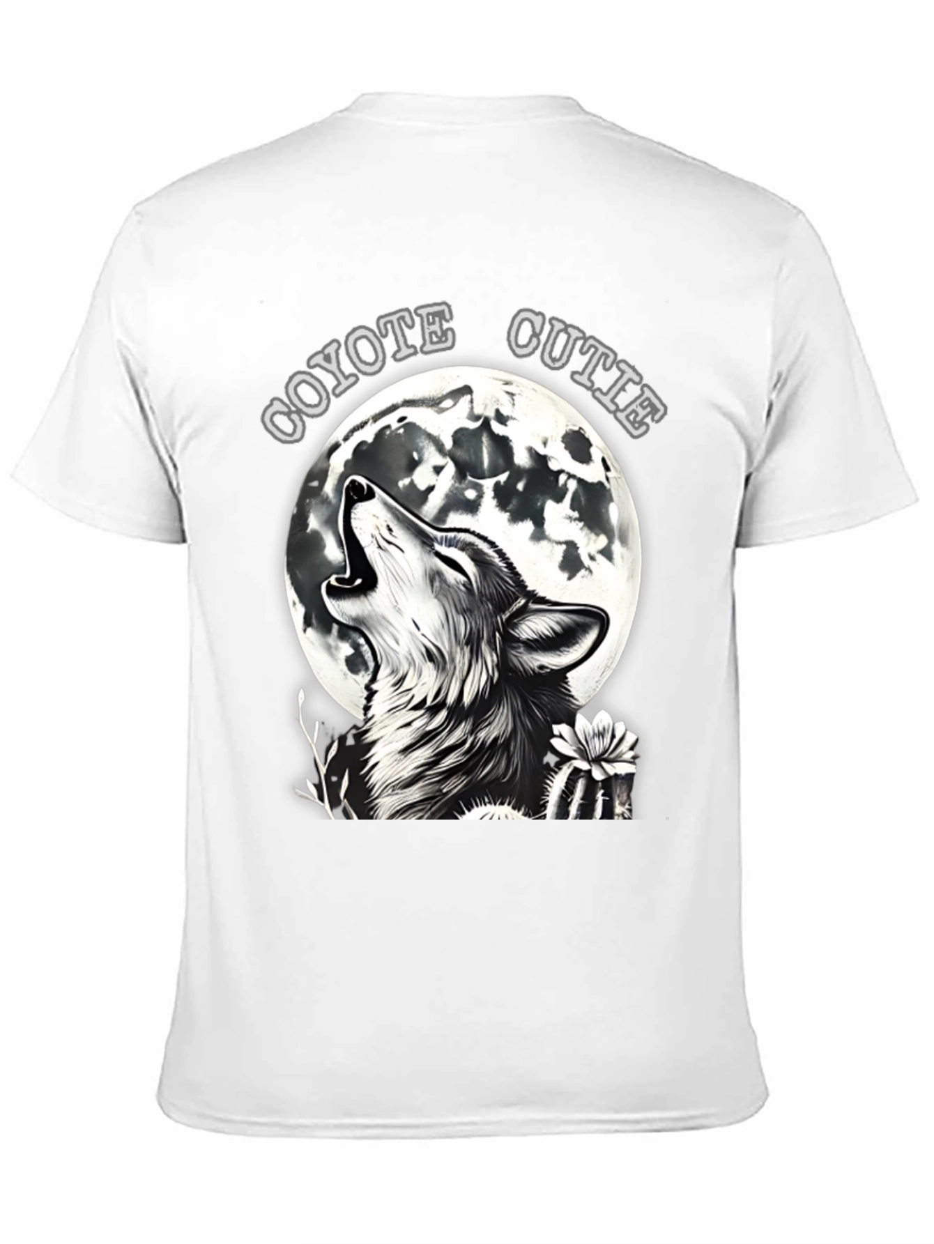 Black Coyote Cutie T-Shirt - Wolf Howling at Moon view 11