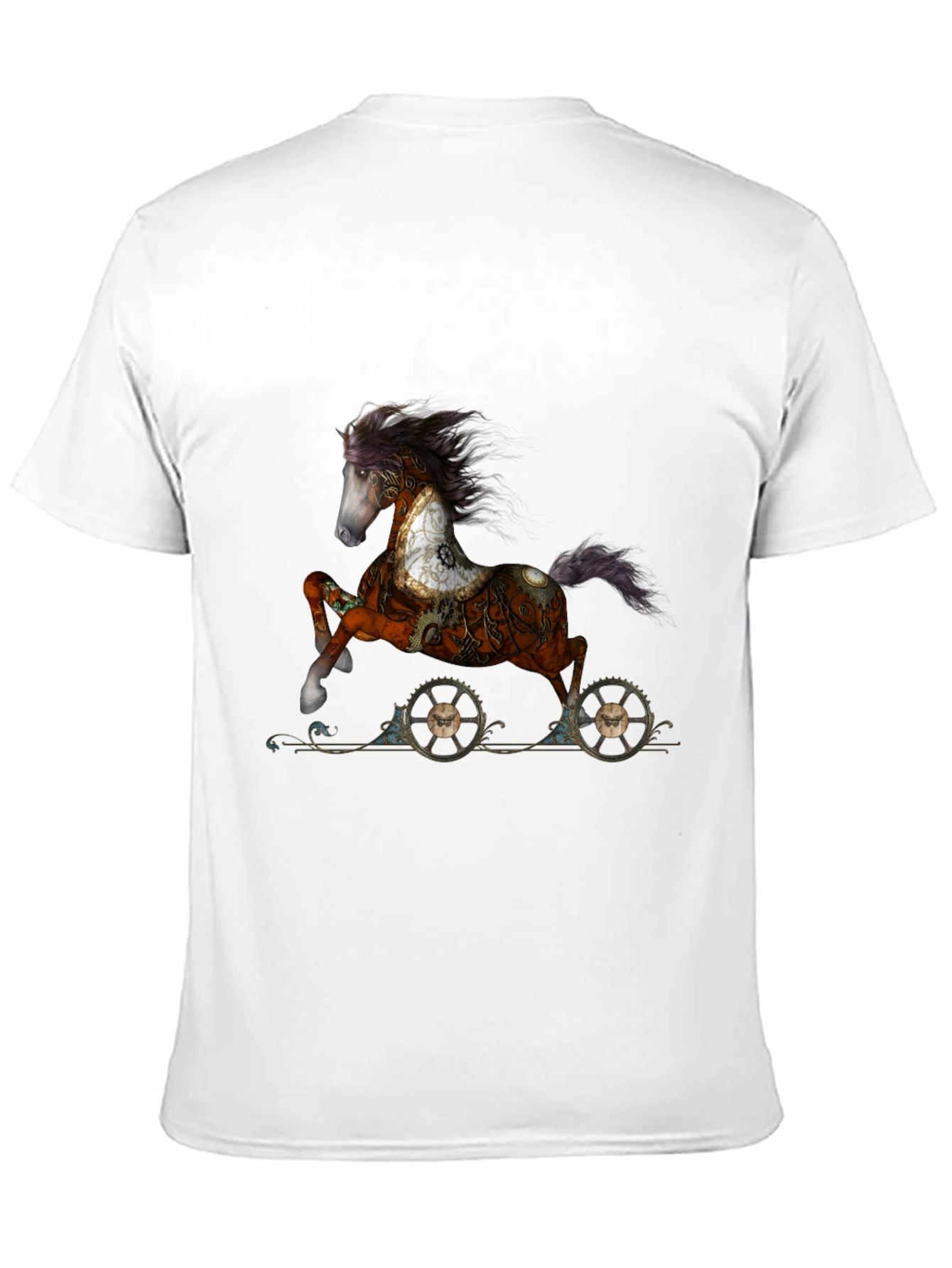 Black Steampunk Horse T-Shirt - Unique Graphic Tee view 11