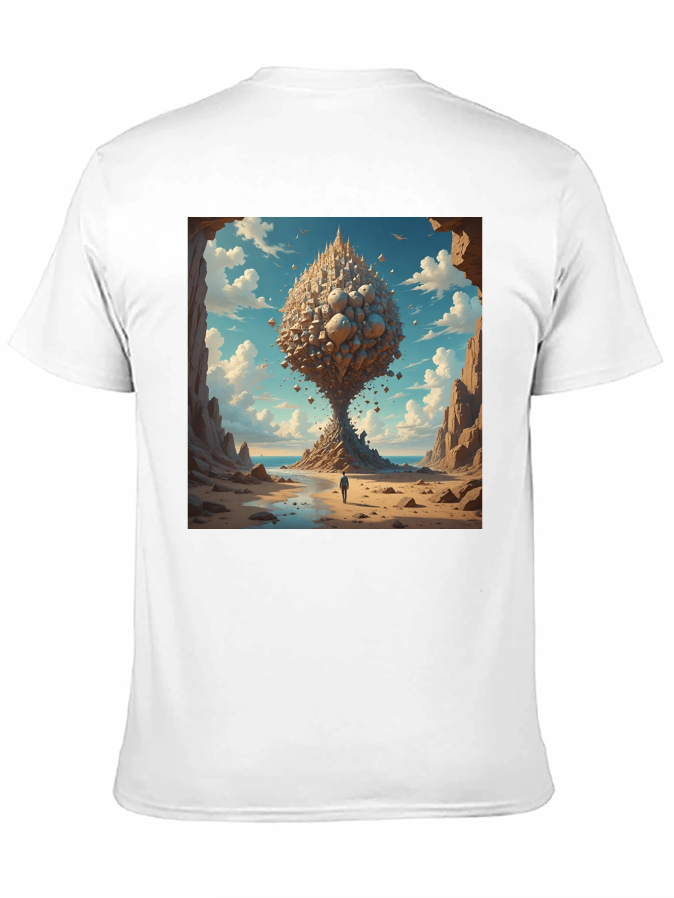 Black Surreal Landscape Graphic Tee - Black Cotton Blend view 11