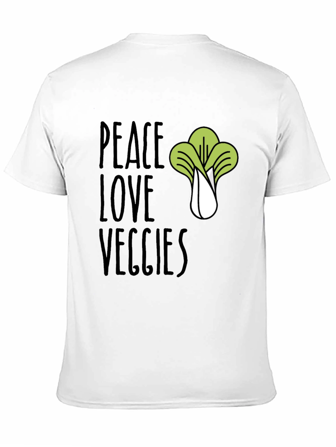 Black Peace Love Veggies T-Shirt - Vegan Friendly view 11