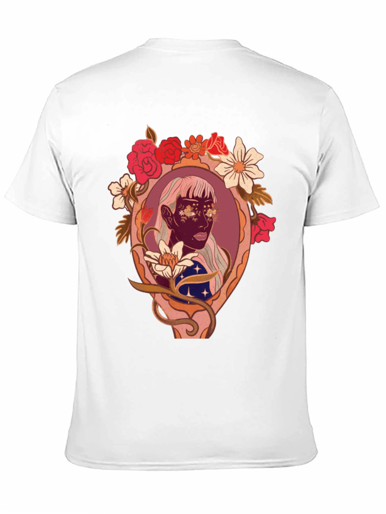 Black Floral Framed Face Graphic Tee view 11