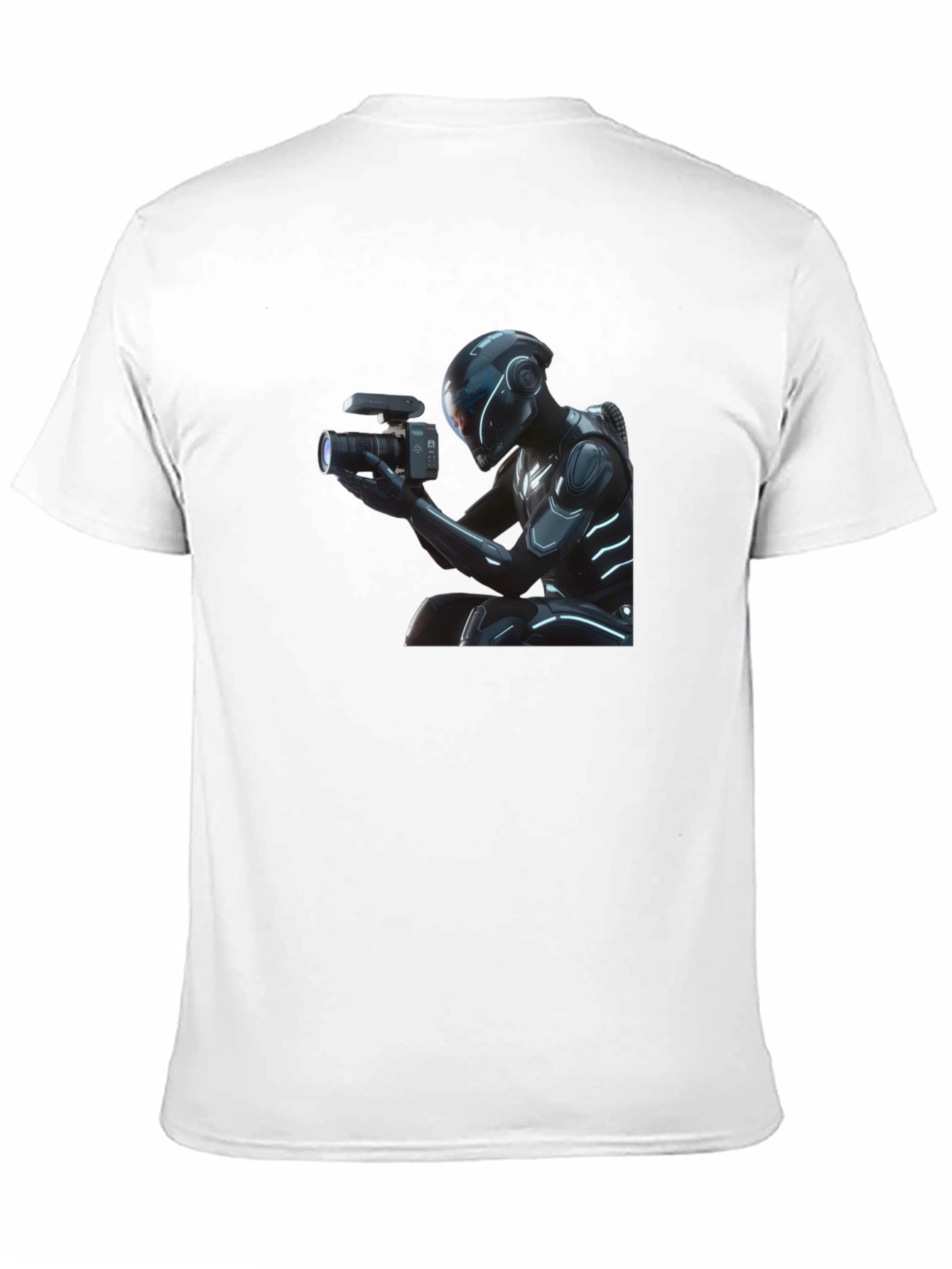 Black Futuristic Cameraman Graphic T-Shirt - Black view 11