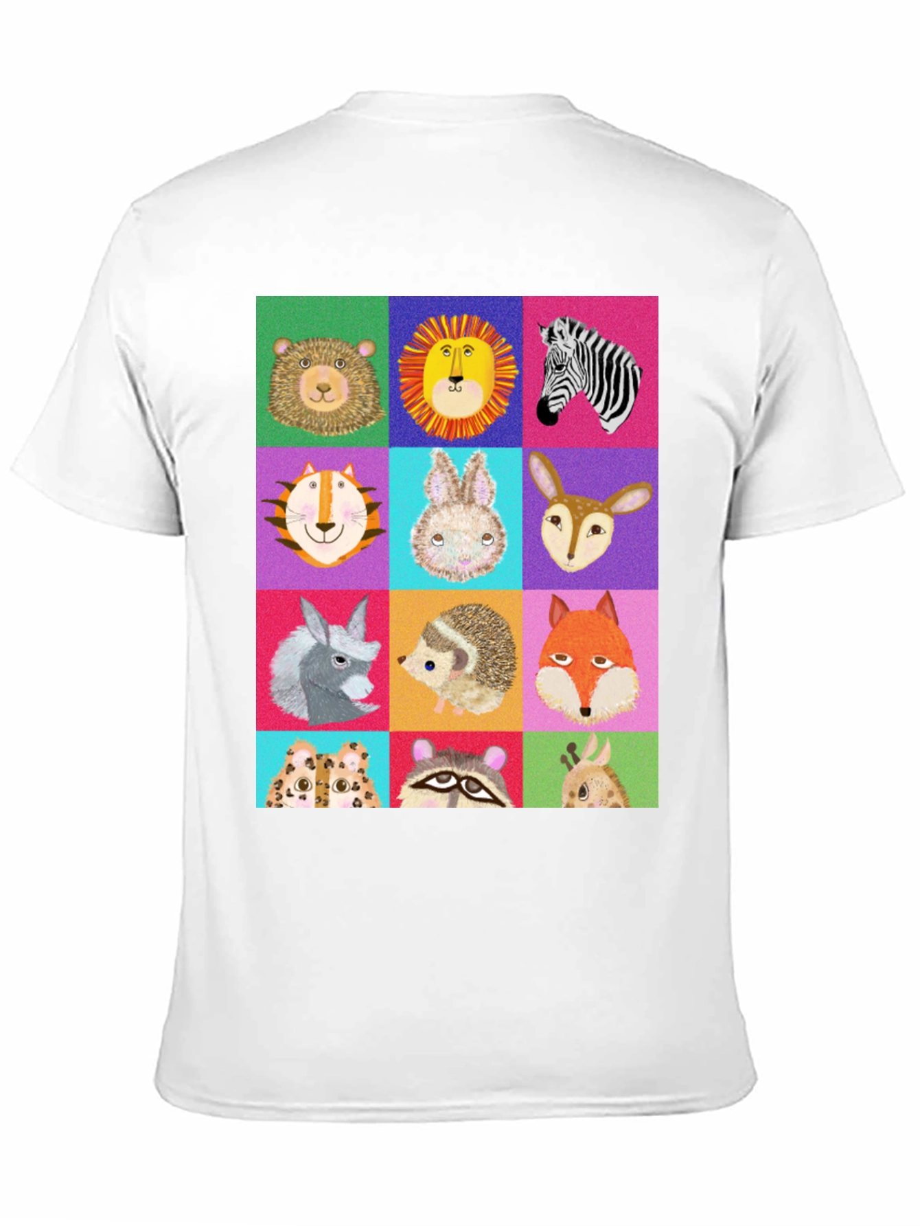 Black Animal Faces Graphic Tee - Fun Zoo Animals Shirt view 11
