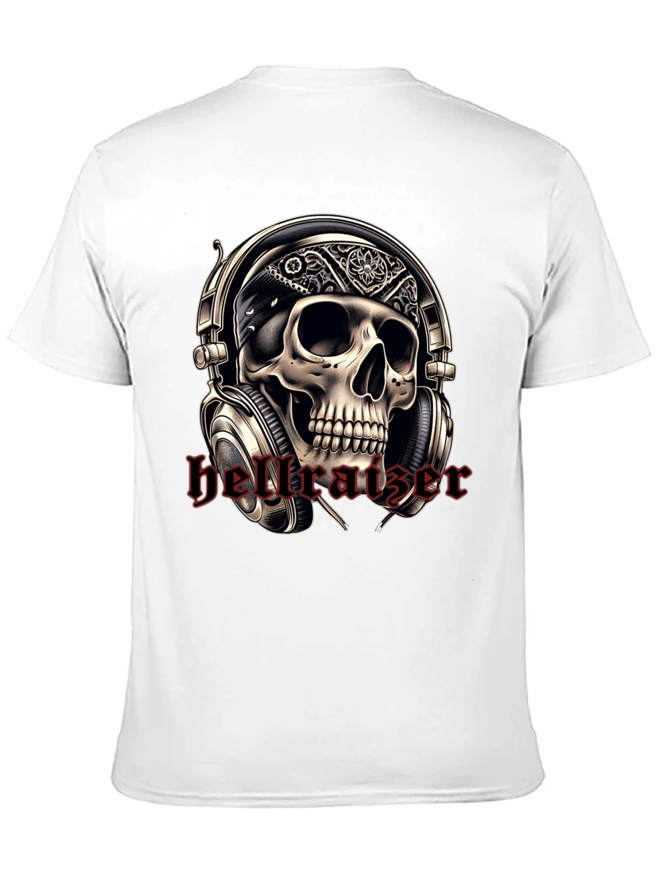 Black Skull Headphone T-Shirt - Rocker Tee view 11