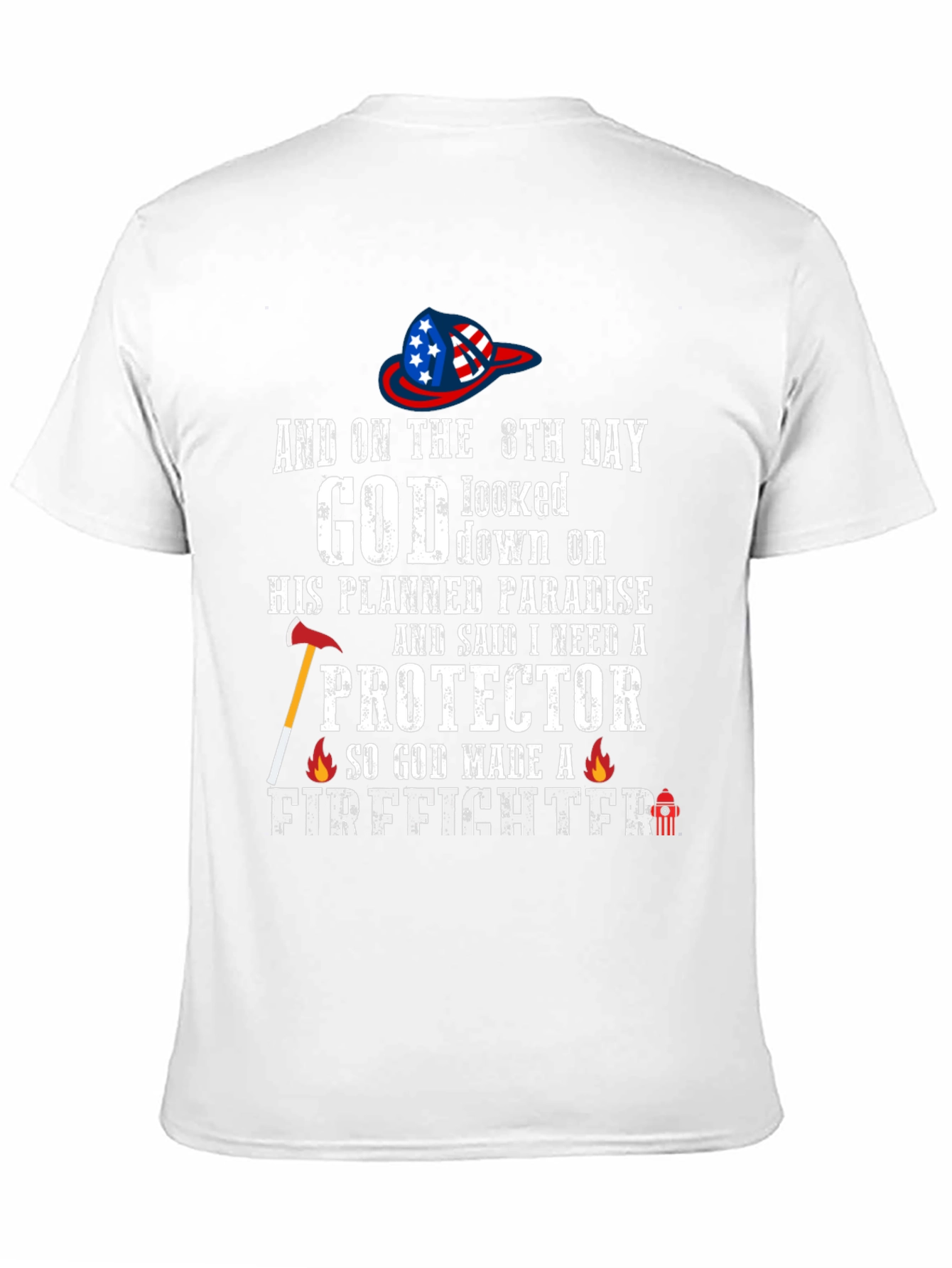 Black Firefighter T-Shirt - God Made a Firefighter Tee view 11
