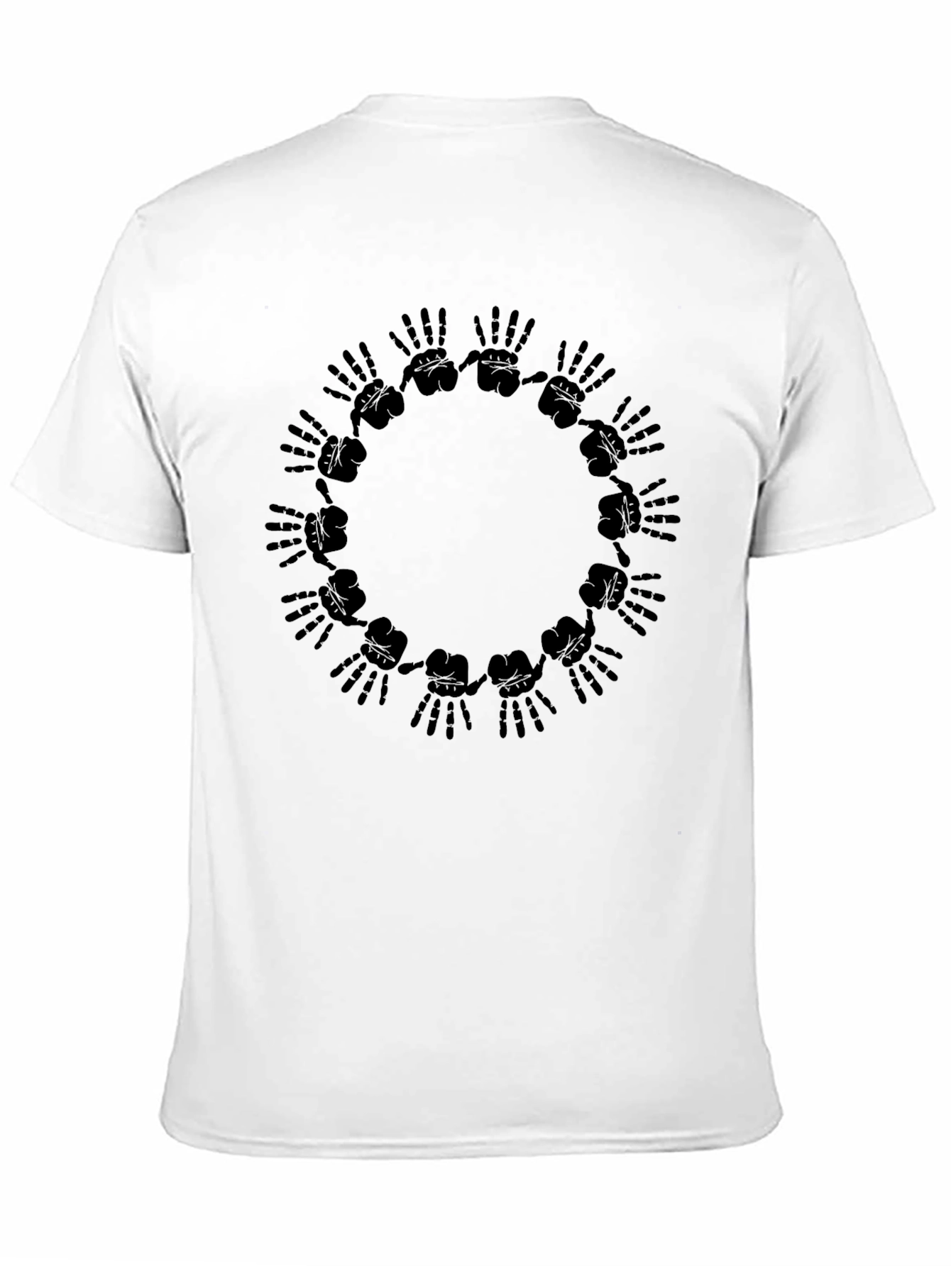 Black Graphic Black T-Shirt - Hands Circle Design view 11