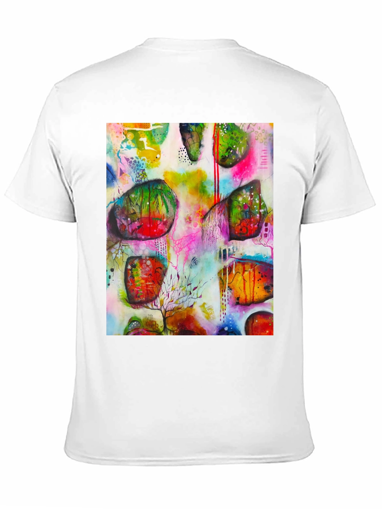 Black Abstract Art Print Men's Black T-Shirt view 11