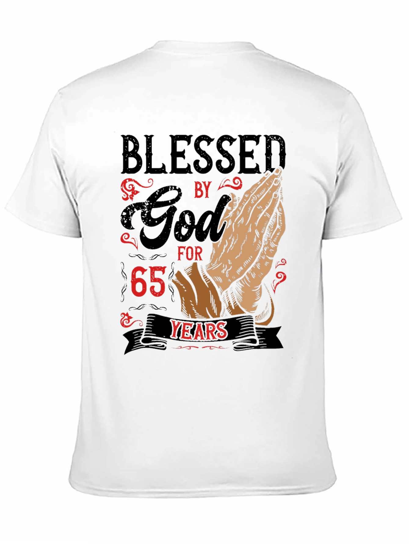 Black Blessed by God 65 Years T-Shirt view 11