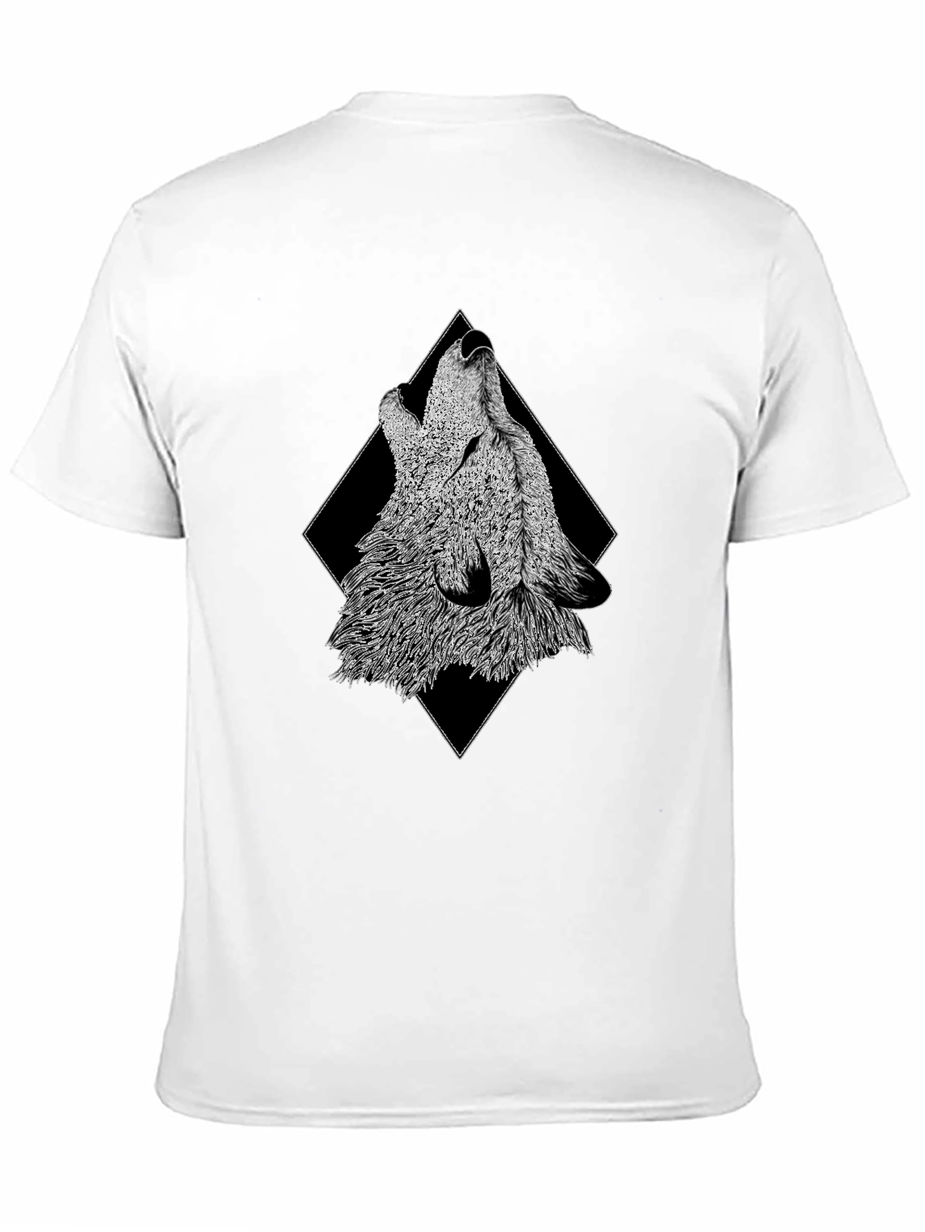 Black Howling Wolf Graphic Print Black T-Shirt view 11