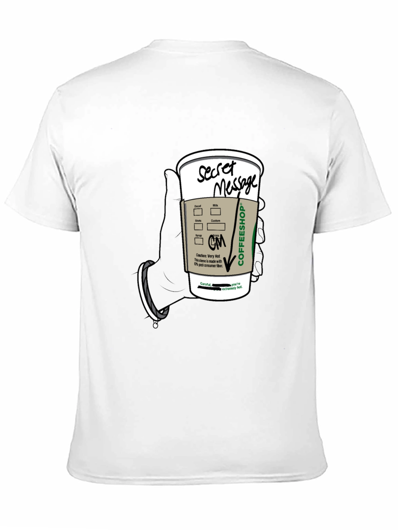 Black Coffee Secret Message T-Shirt - Fun Novelty Tee view 11