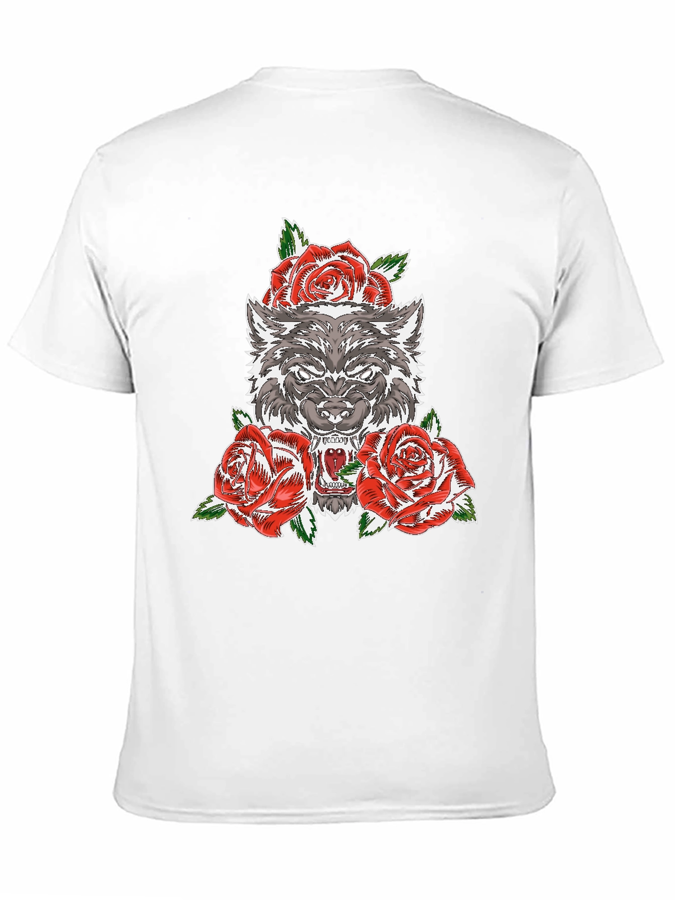 Black Wolf and Roses Graphic T-Shirt - Black view 11