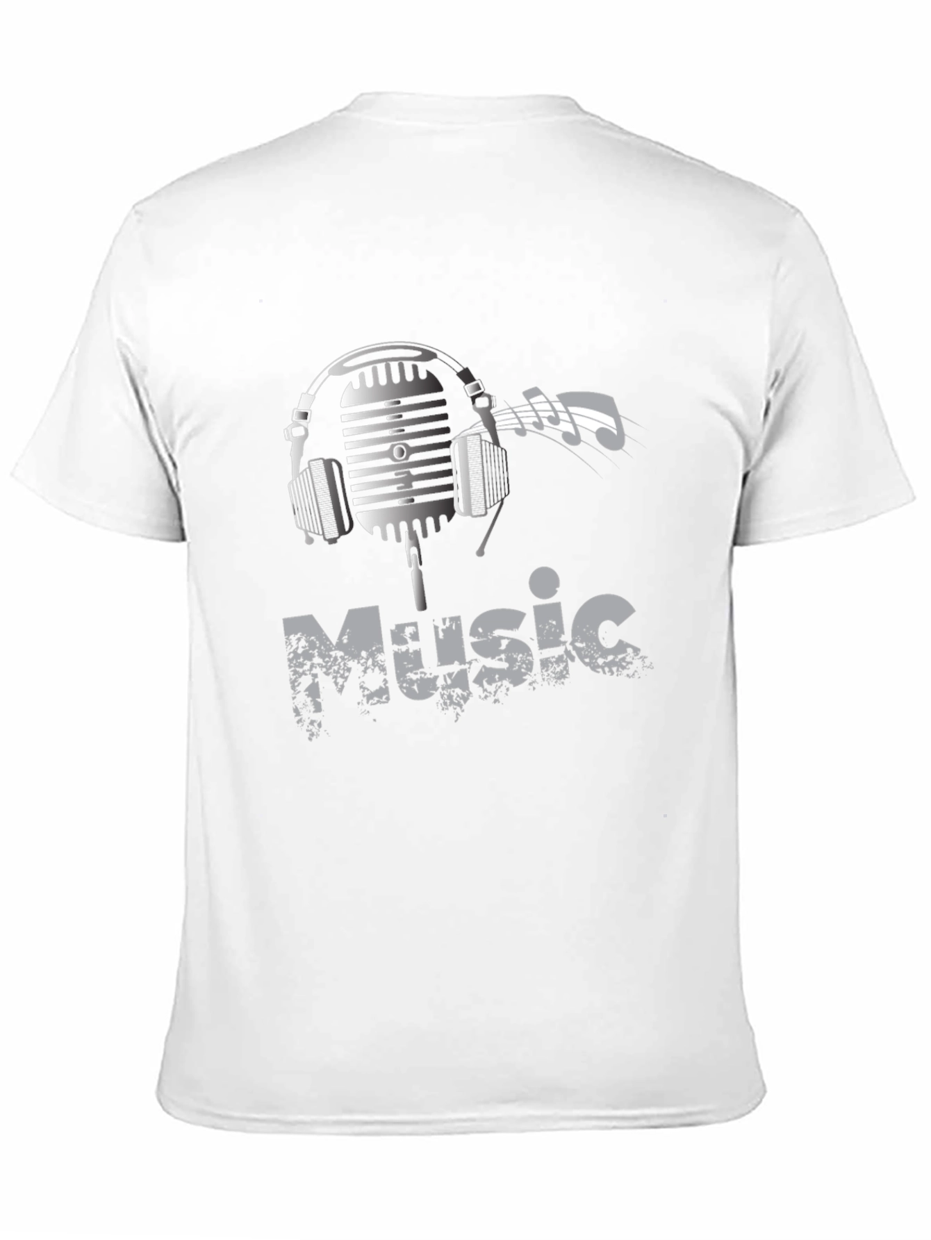 Black Music Lover Graphic Tee - Headphones Microphone Design view 11