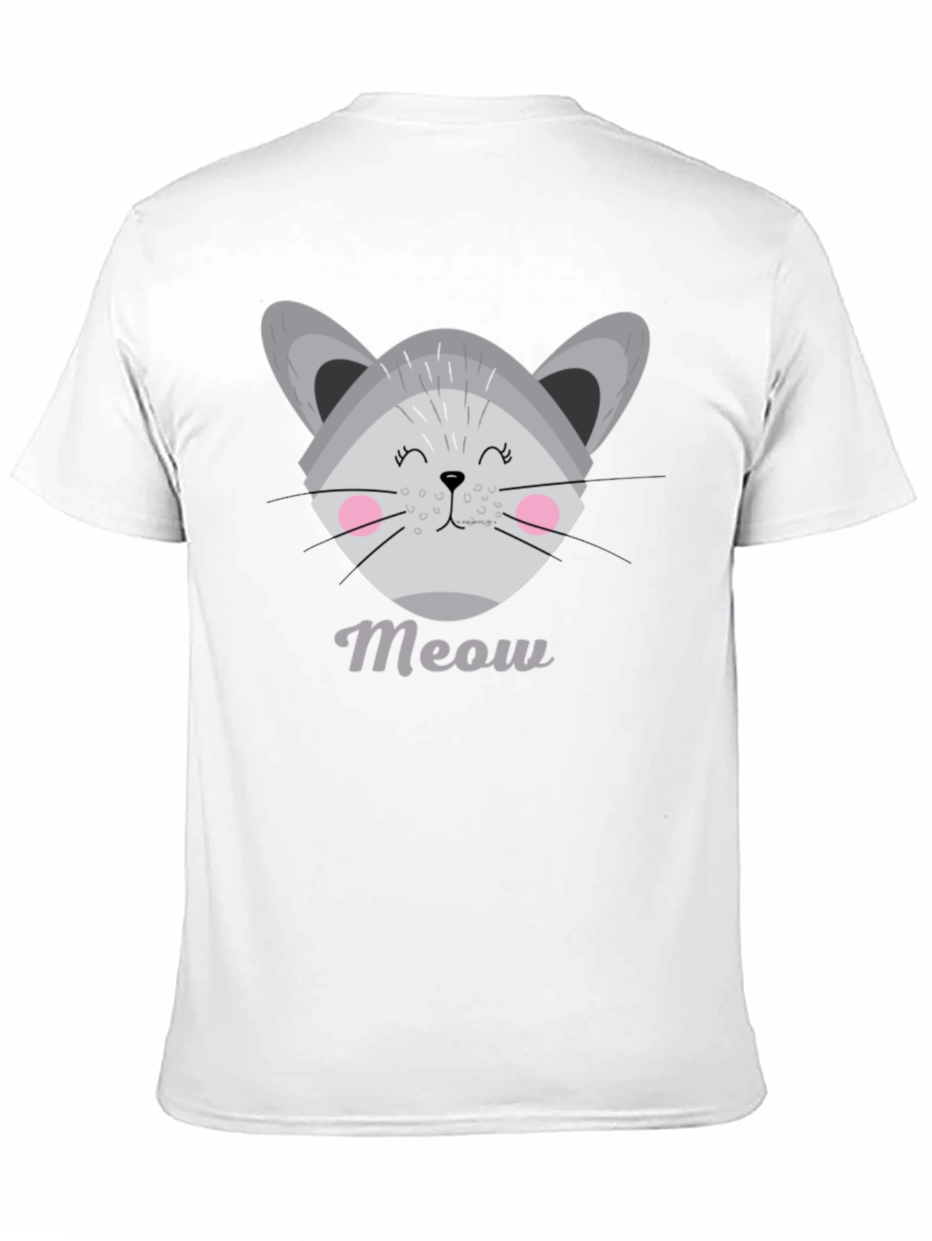 Black Cute Meow Cat Graphic T-Shirt view 11