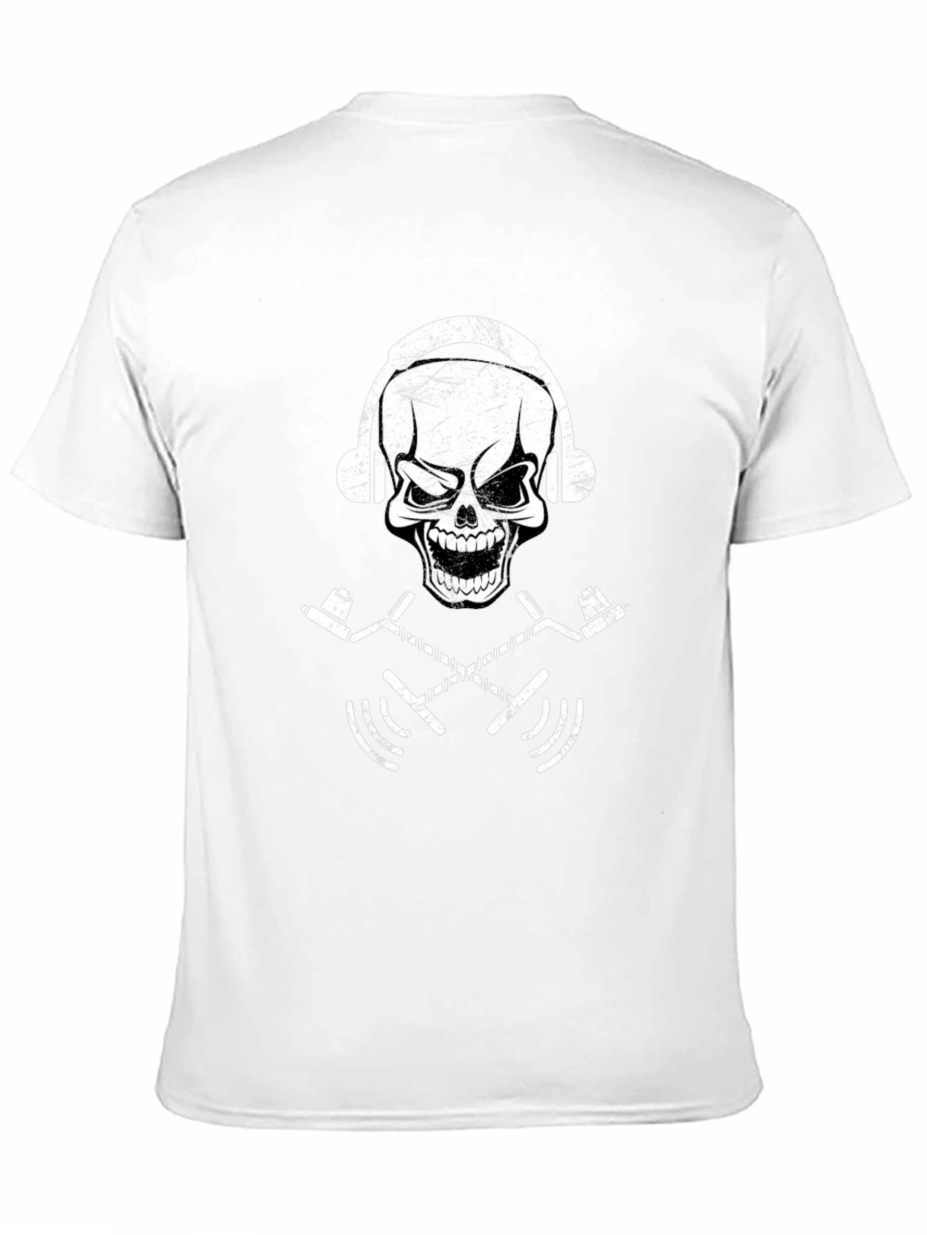 Black Skull Headphone Graphic T-Shirt - Black view 11
