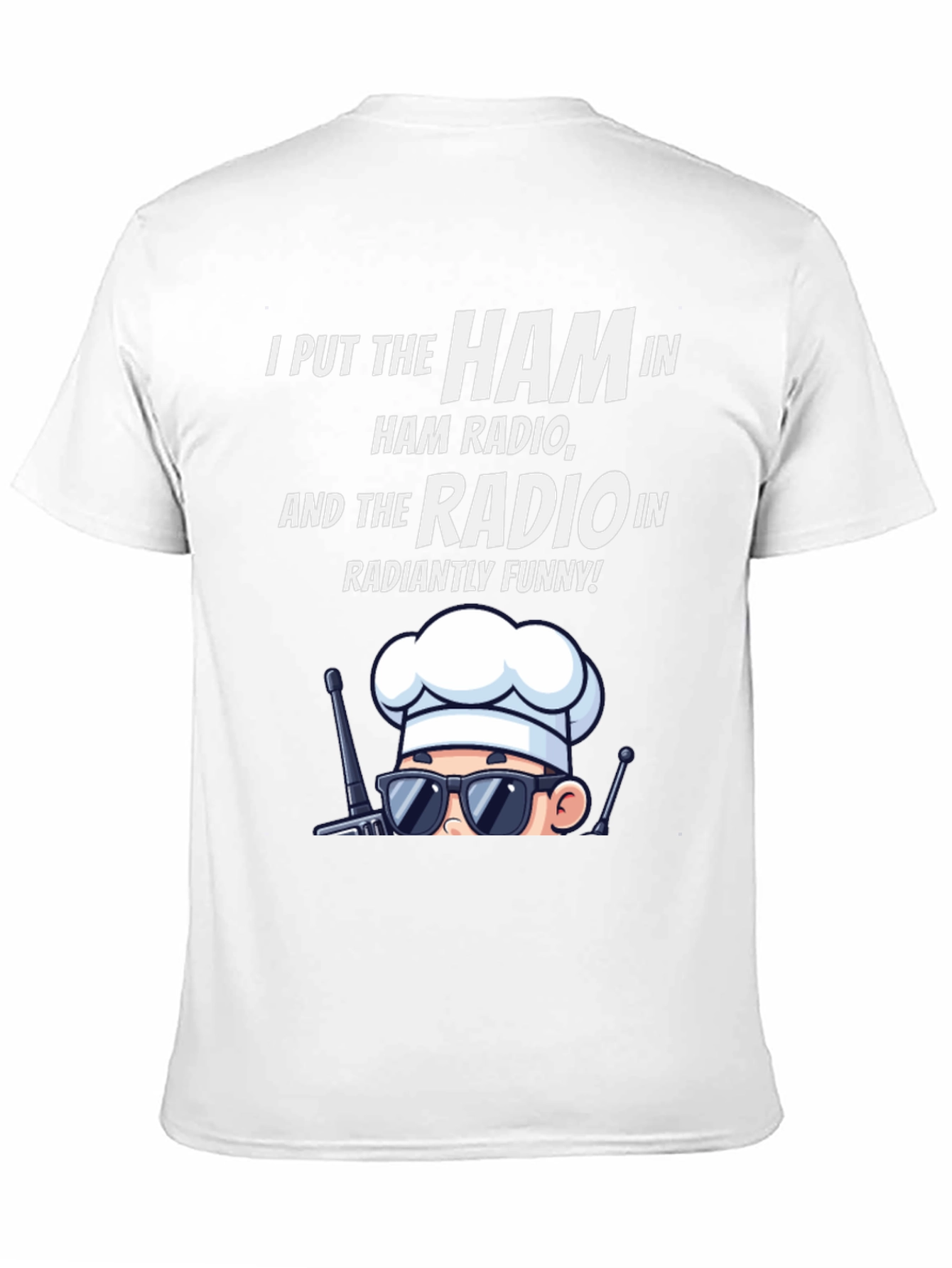 Black Ham Radio Humor T-Shirt: Radiantly Funny Chef Design view 11
