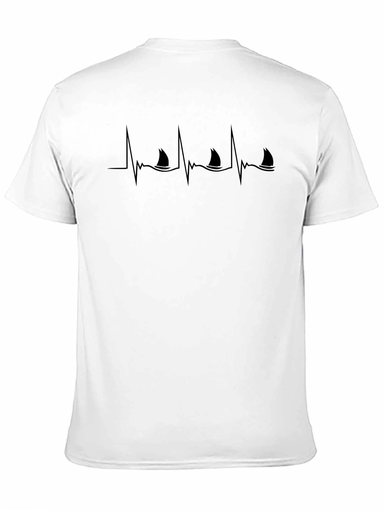 Black Shark Heartbeat Black T-Shirt - Unique Graphic Tee view 11