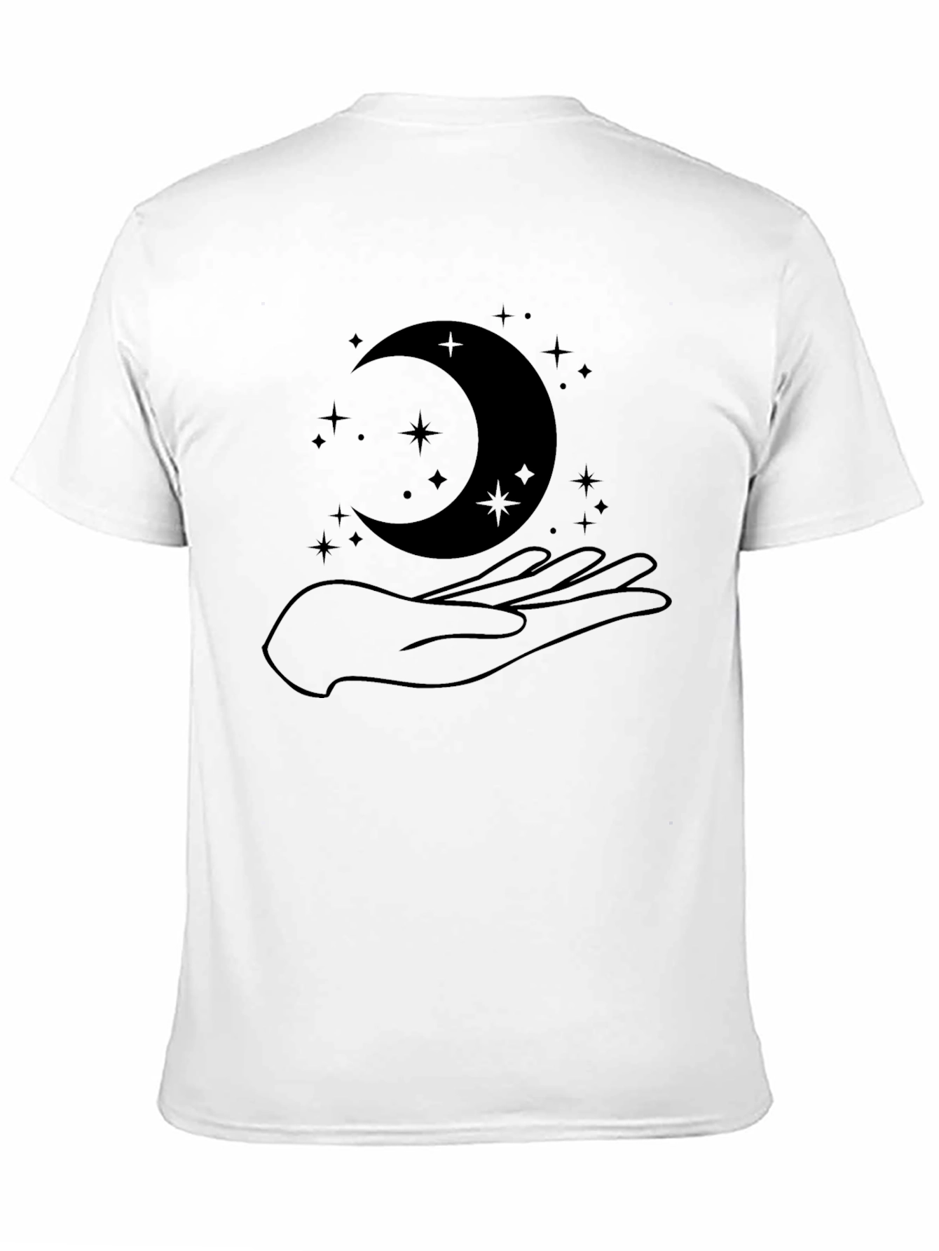 Black Mystic Moon & Hand Graphic Black T-Shirt view 11