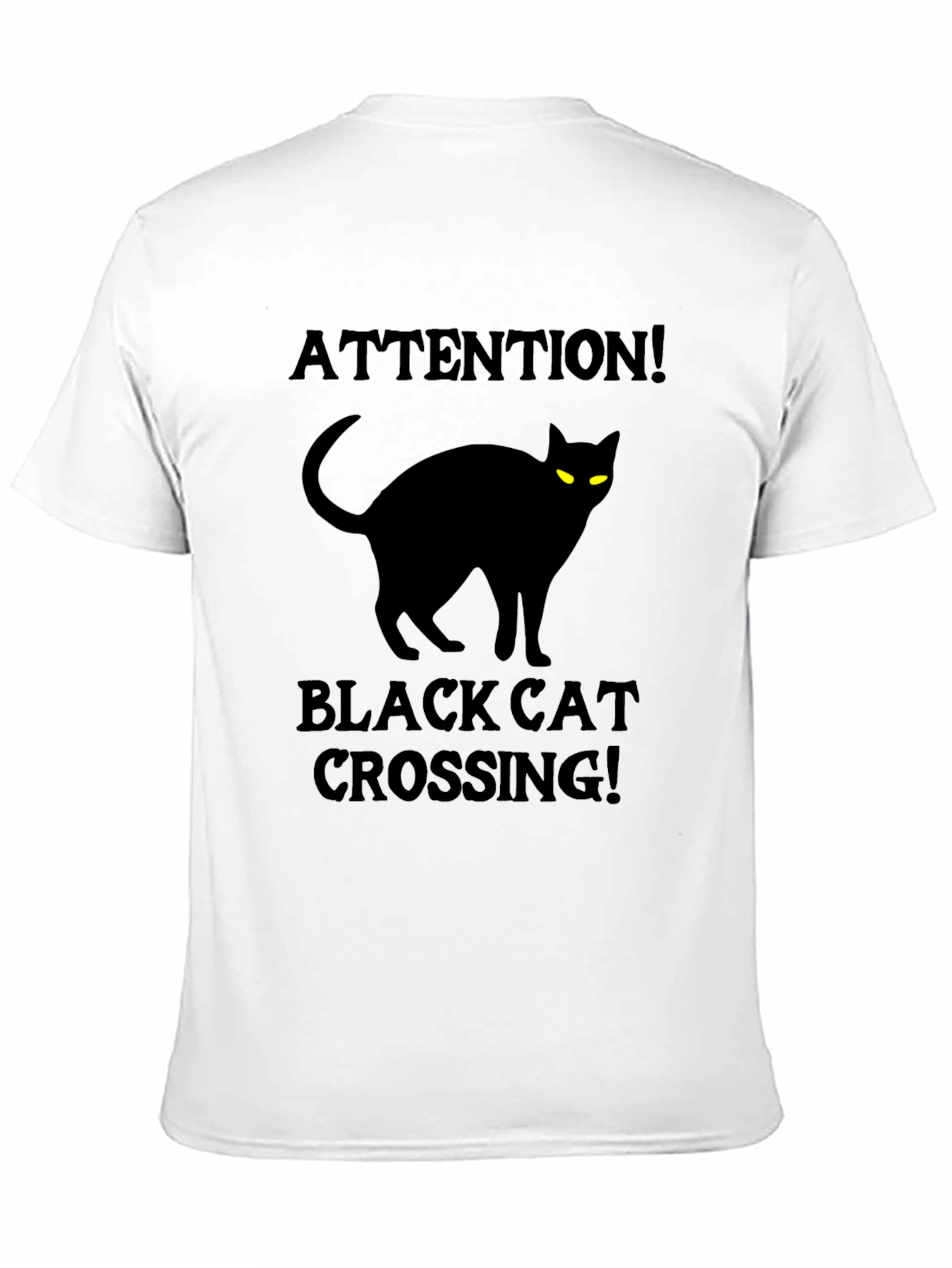 Black Black Cat Crossing T-Shirt - Attention Halloween Tee view 11