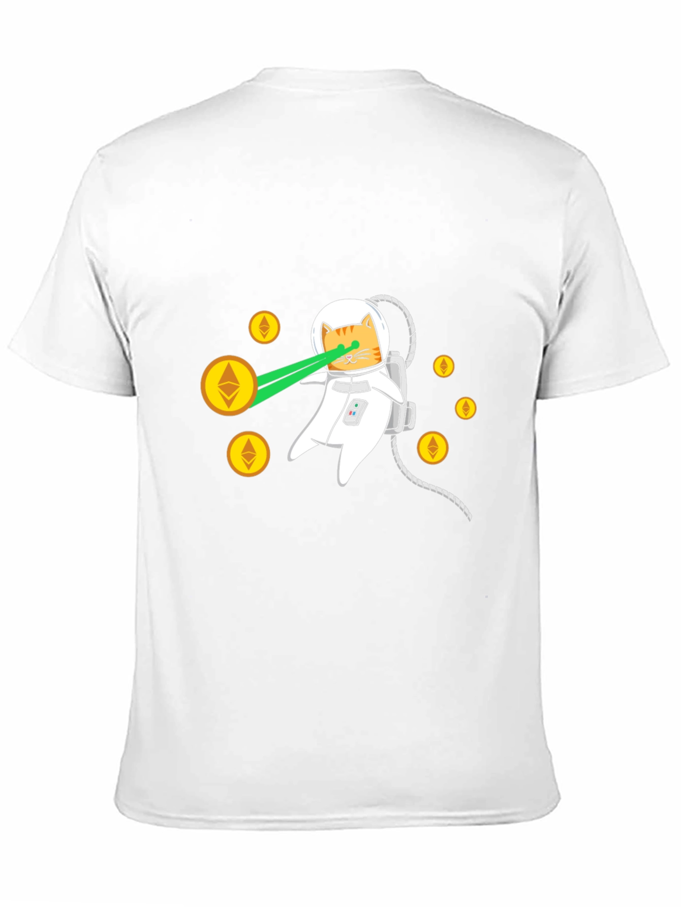 Black Astronaut Cat Laser Eyes Ethereum Crypto Black T-Shirt view 11
