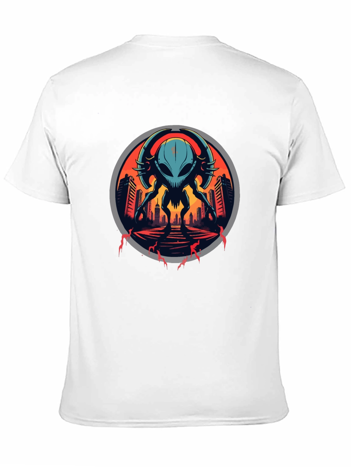 Black Sci-Fi Alien Invasion Graphic T-Shirt view 11